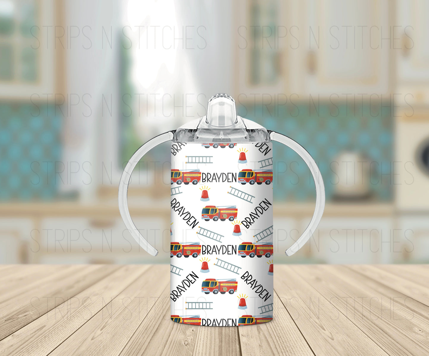Firetrucks CUSTOM NAME *Exclusive Design* - Grow with Me Tumbler- 12oz- Two Lids