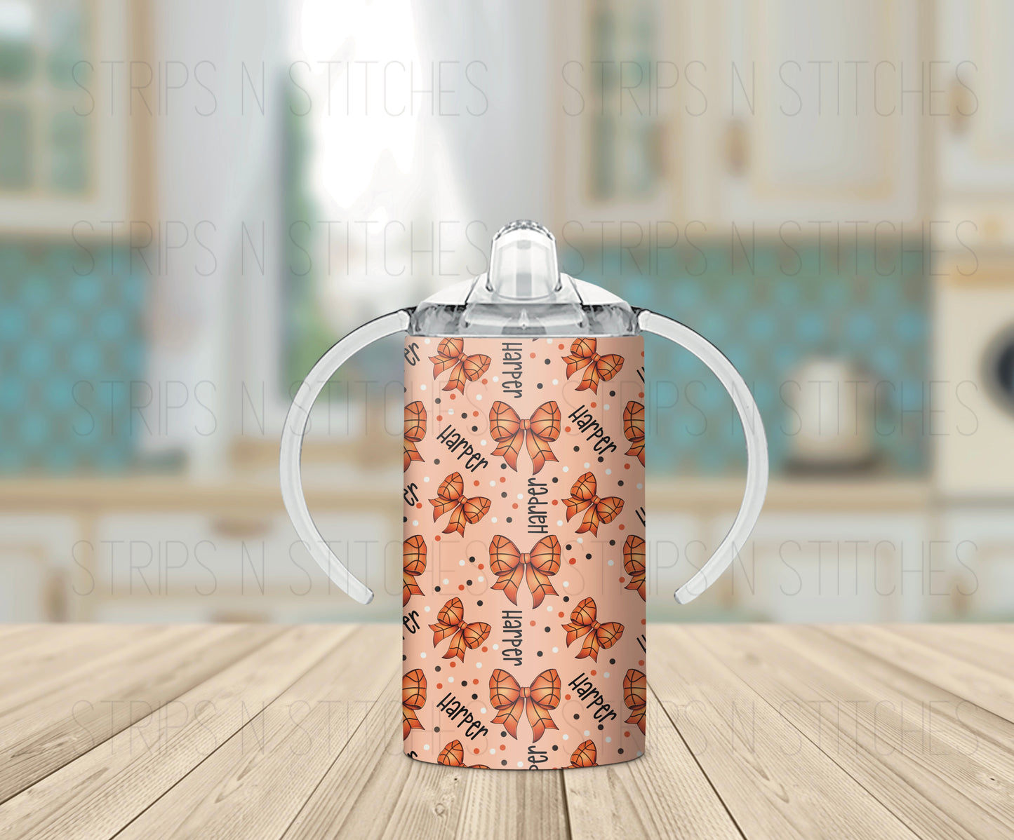 Basketball Bows CUSTOM NAME *Exclusive Design* - Grow with Me Tumbler- 12oz- Two Lids