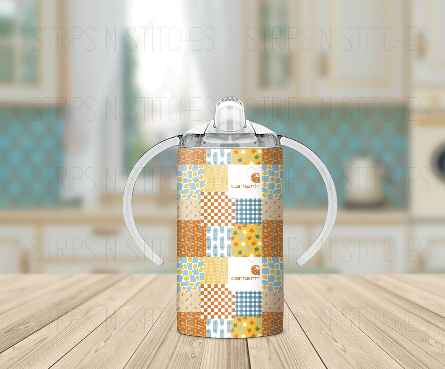 Good Vibes Carhartt Patchwork *Optional Personalization* Grow with Me Tumbler- 12oz- Two Lids