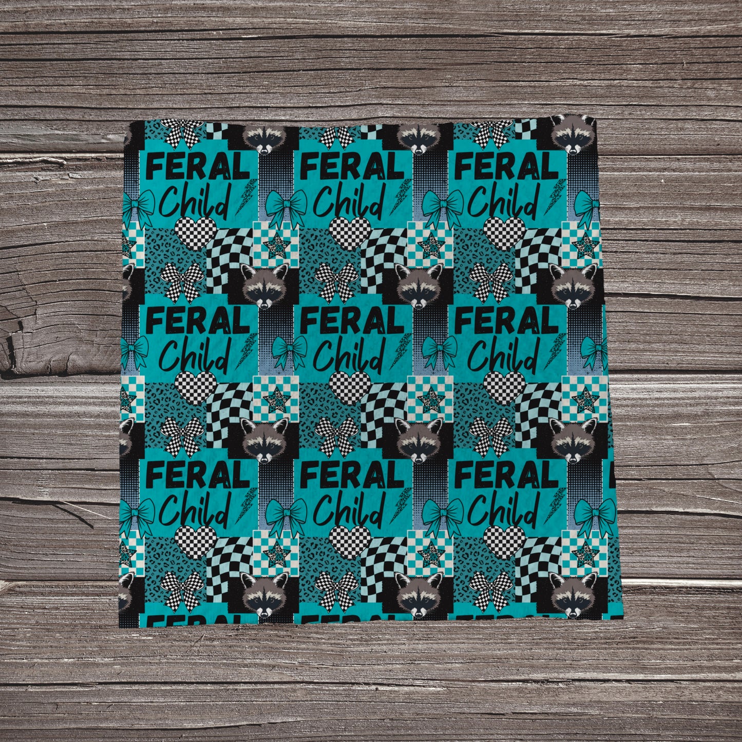 Turquoise Feral Child Patchwork | Fabric Strip | Bow Making | Scrunchie | Headwrapaw