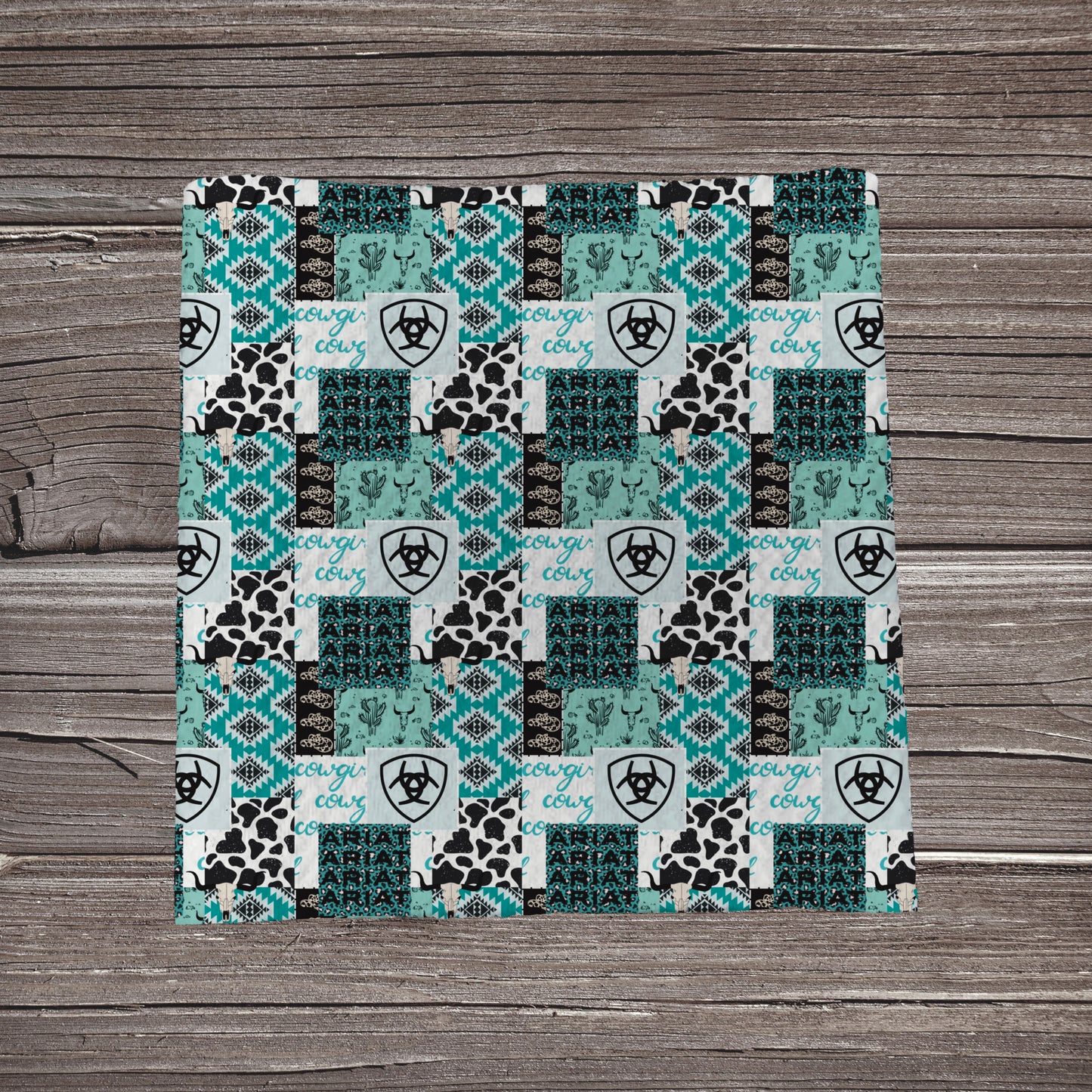 Turquoise Cowgirl Ariat Patchwork | Fabric Strip | Bow Making | Scrunchie | Headwrapaw
