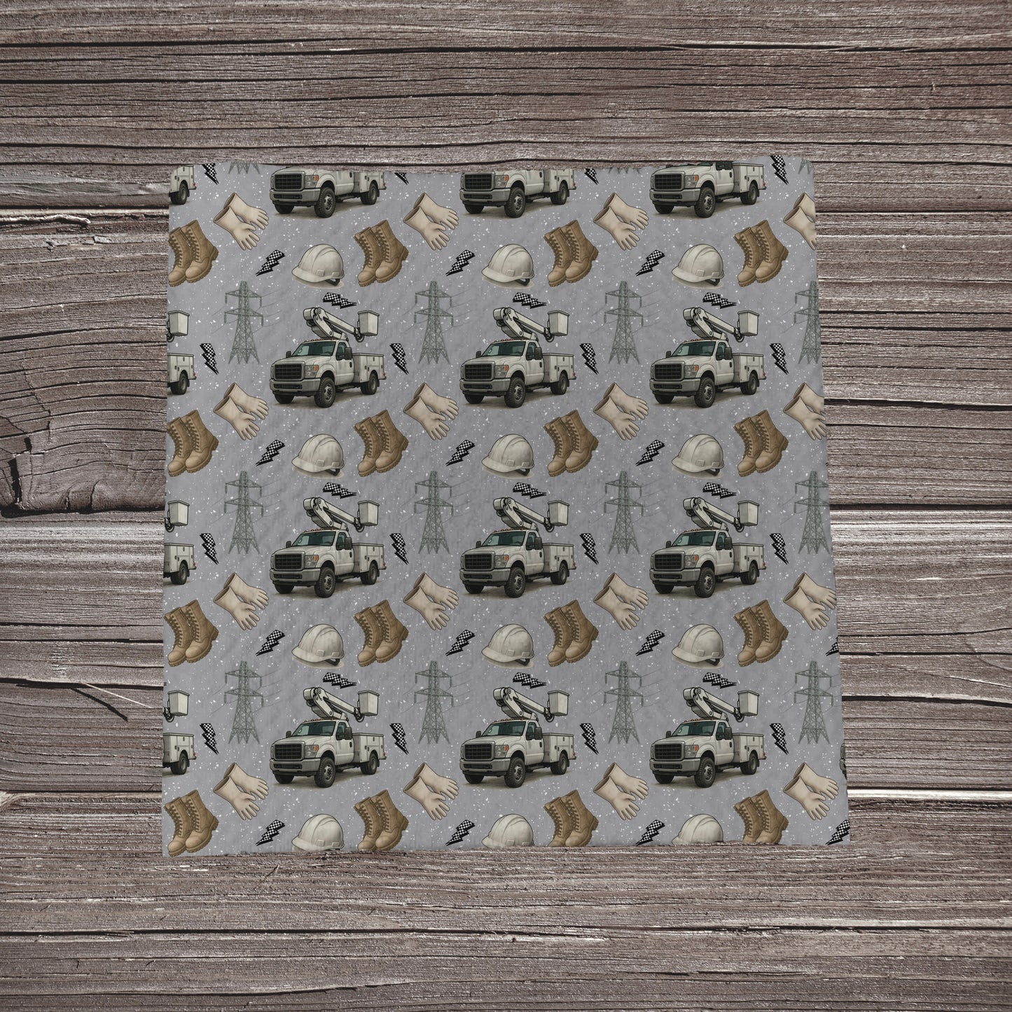 Lineman Scatter- Grey | Bullet Fabric Strip | Bow Making | Scrunchie |
