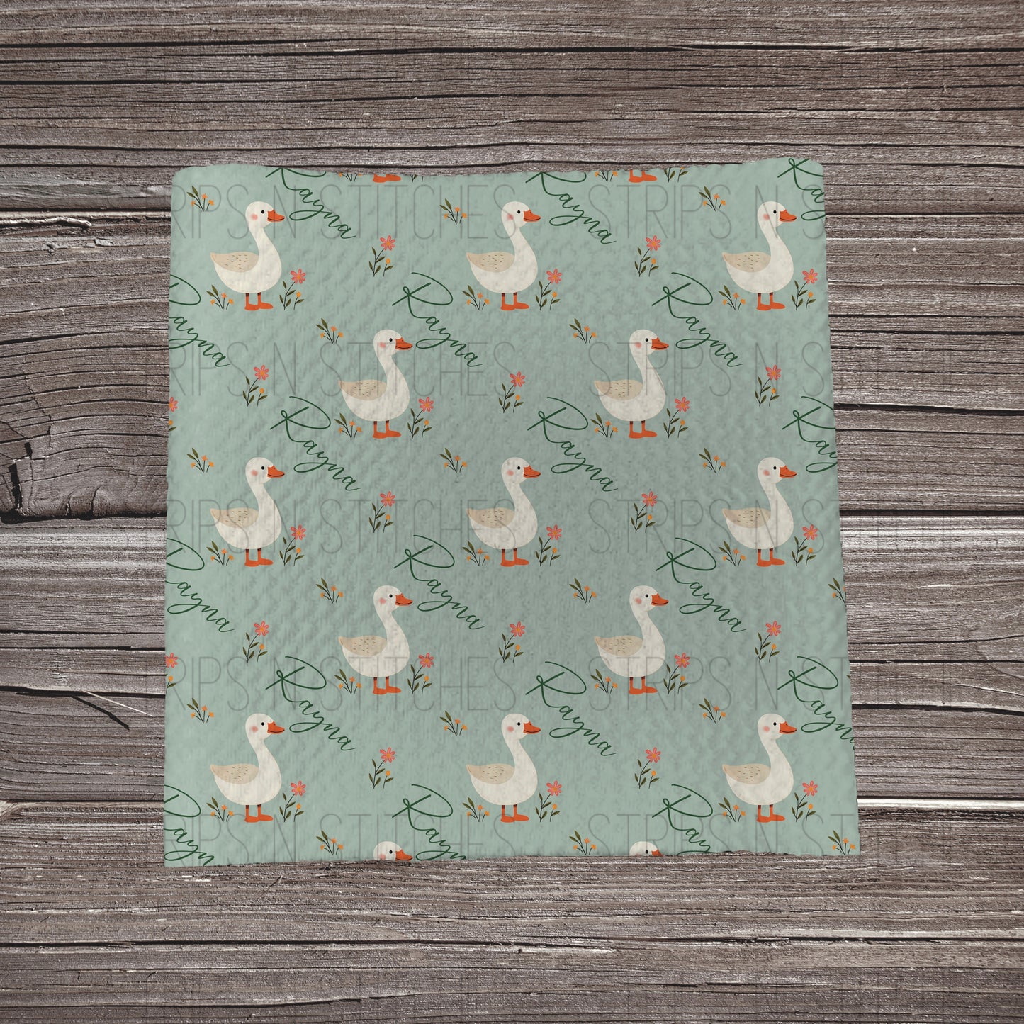 Geese & Flowers - CUSTOM NAME | Bullet Fabric Strip | Bow Making | Scrunchie | Headwraps