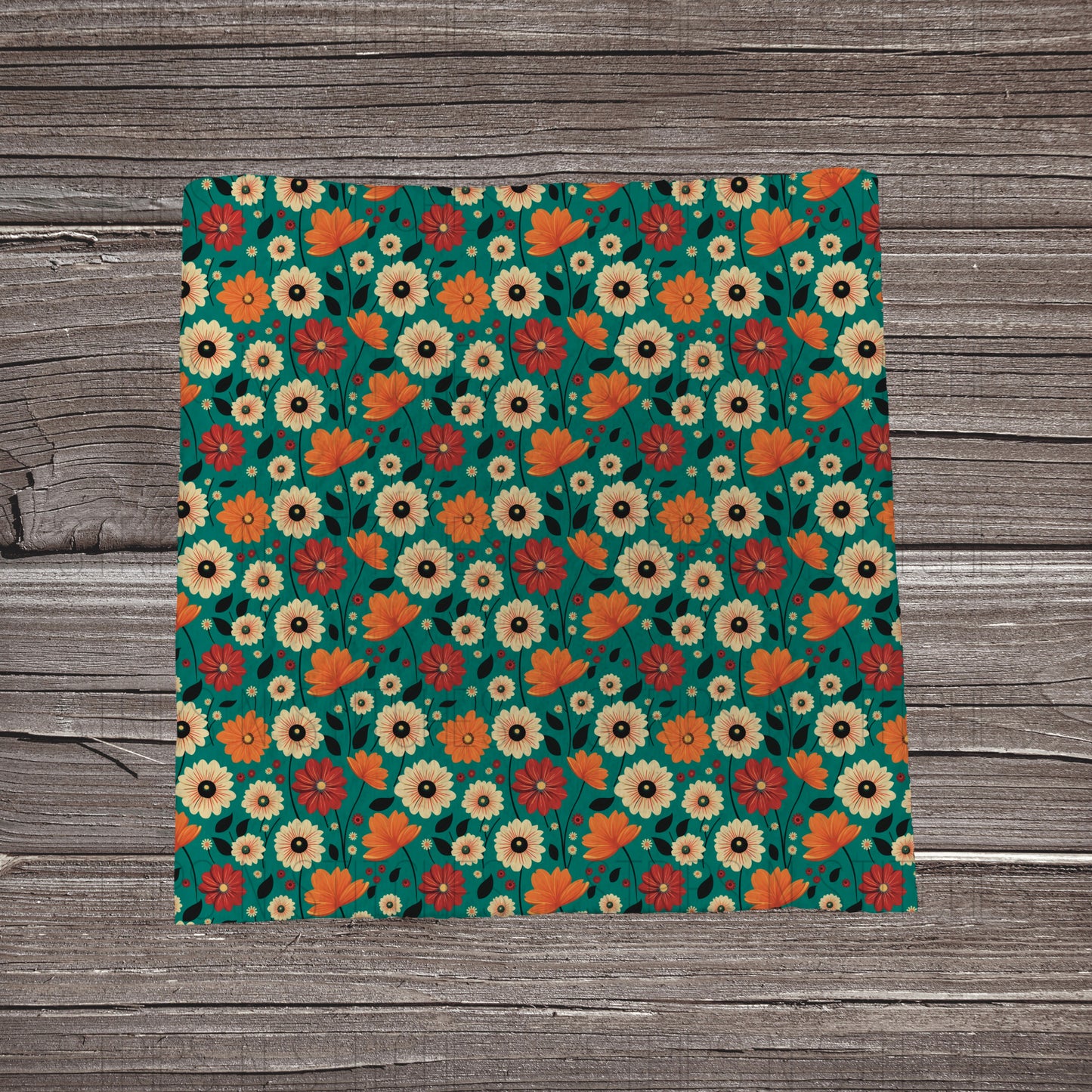 Green Floral Fields | Fabric Strip- Bow Making- Headwrap- Scrunchie