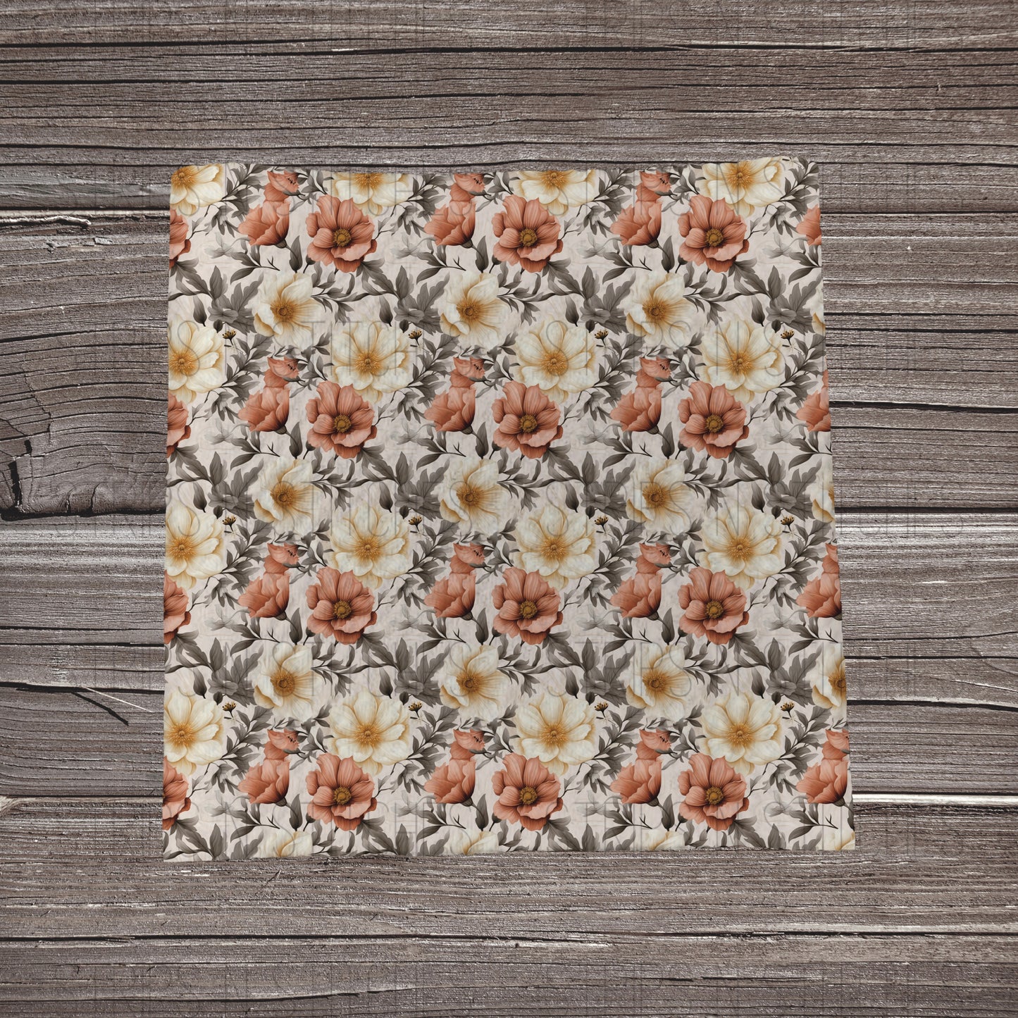 3D Cream & Mauve Floral | Fabric Strip- Bow Making- Headwrap- Scrunchie