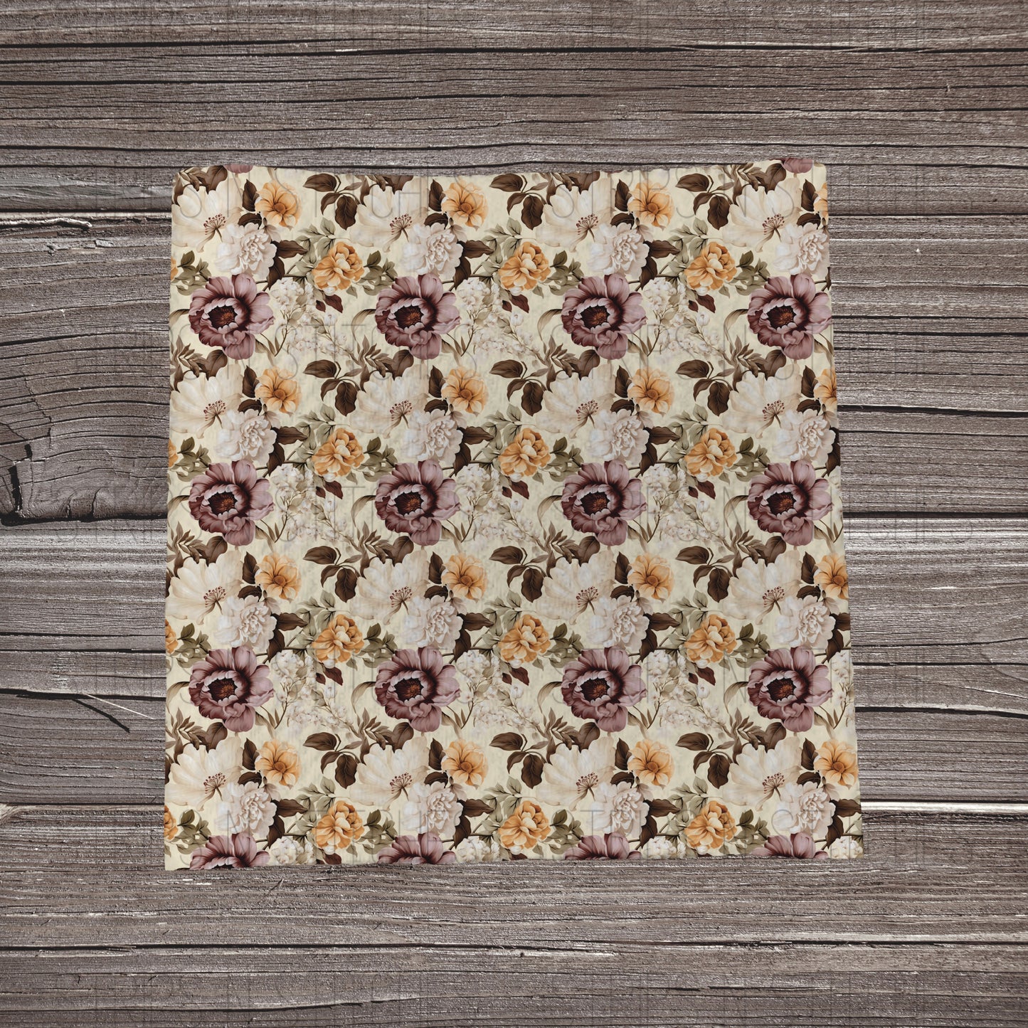 3D Purple & Cream Floral | Fabric Strip- Bow Making- Headwrap- Scrunchie