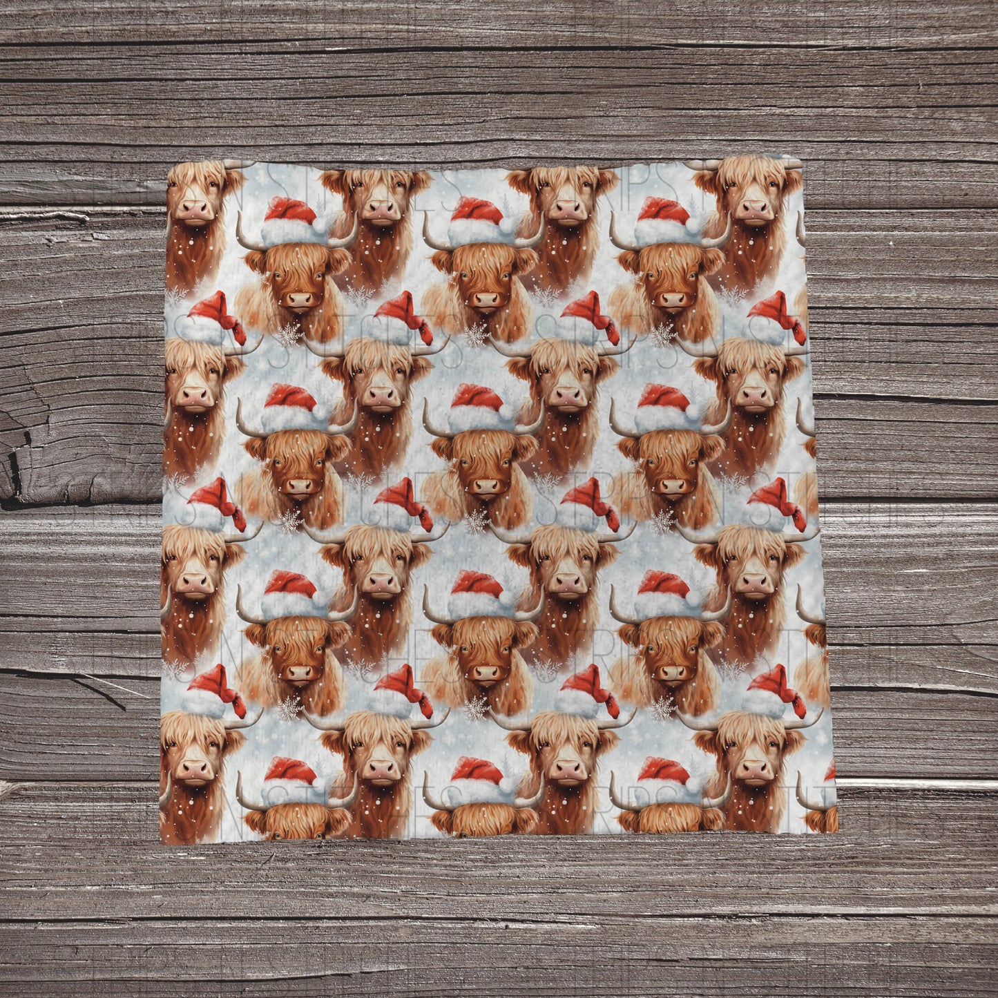 Snowy Christmas Highlands | Fabric Strip- Bow Making- Headwrap- Scrunchie