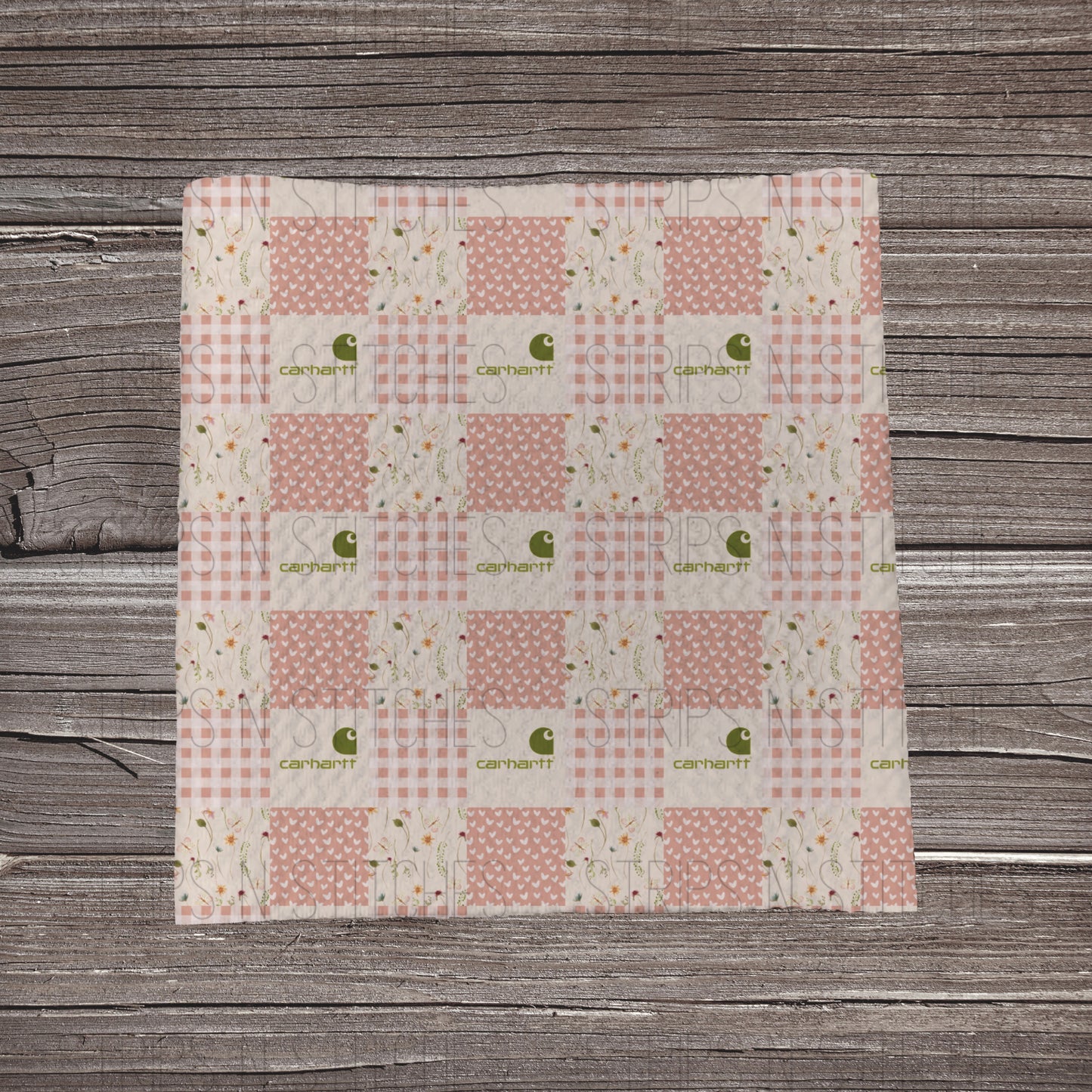 Carhartt Patchwork- Pale Pink | Fabric Strip- Bow Making- Headwrap- Scrunchie