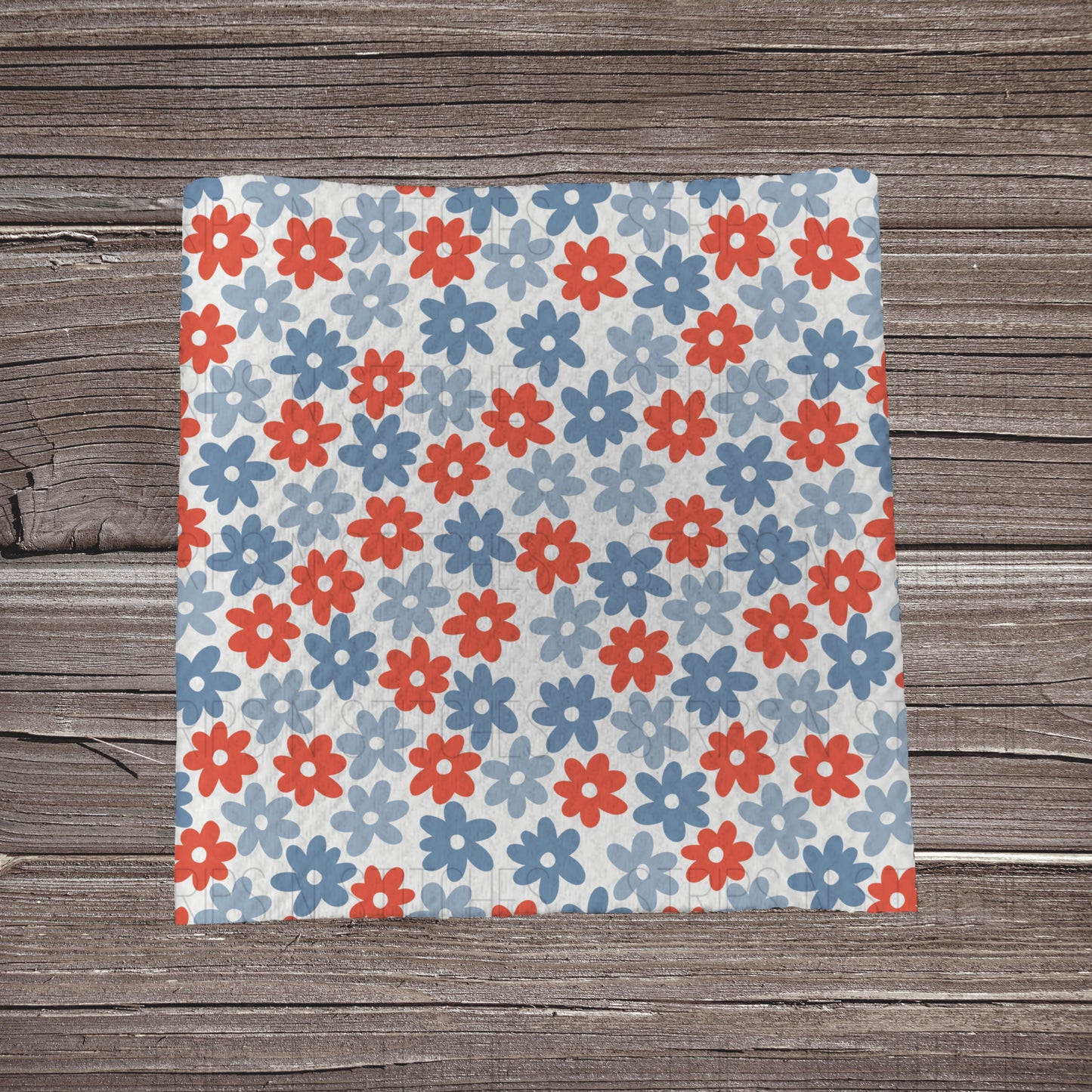 Red & Blue Simple Flowers | Fabric Strip- Bow Making- Headwrap- Scrunchies