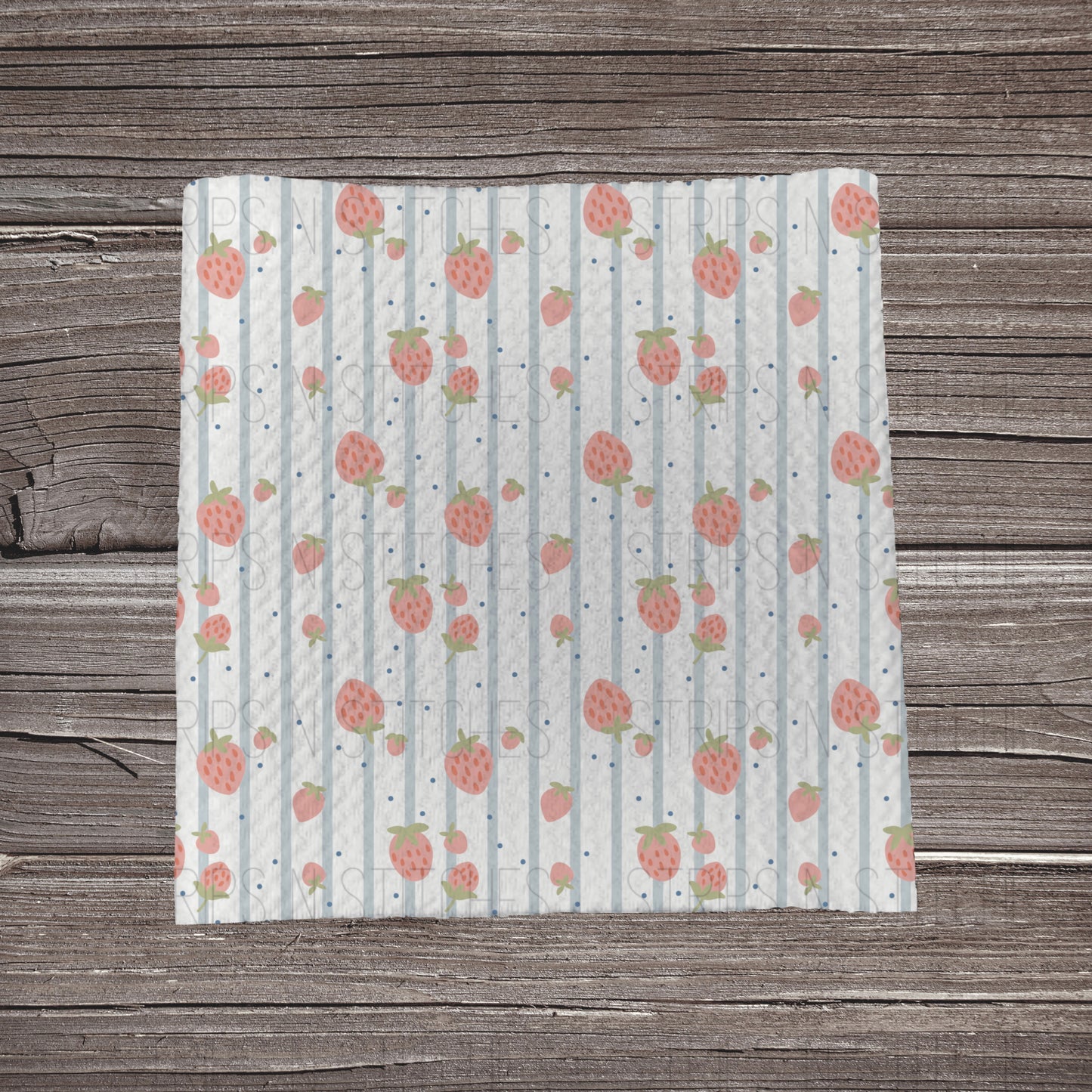 Whimsy Strawberry Stripes | Fabric Strip- Bow Making- Headwrap- Scrunchies