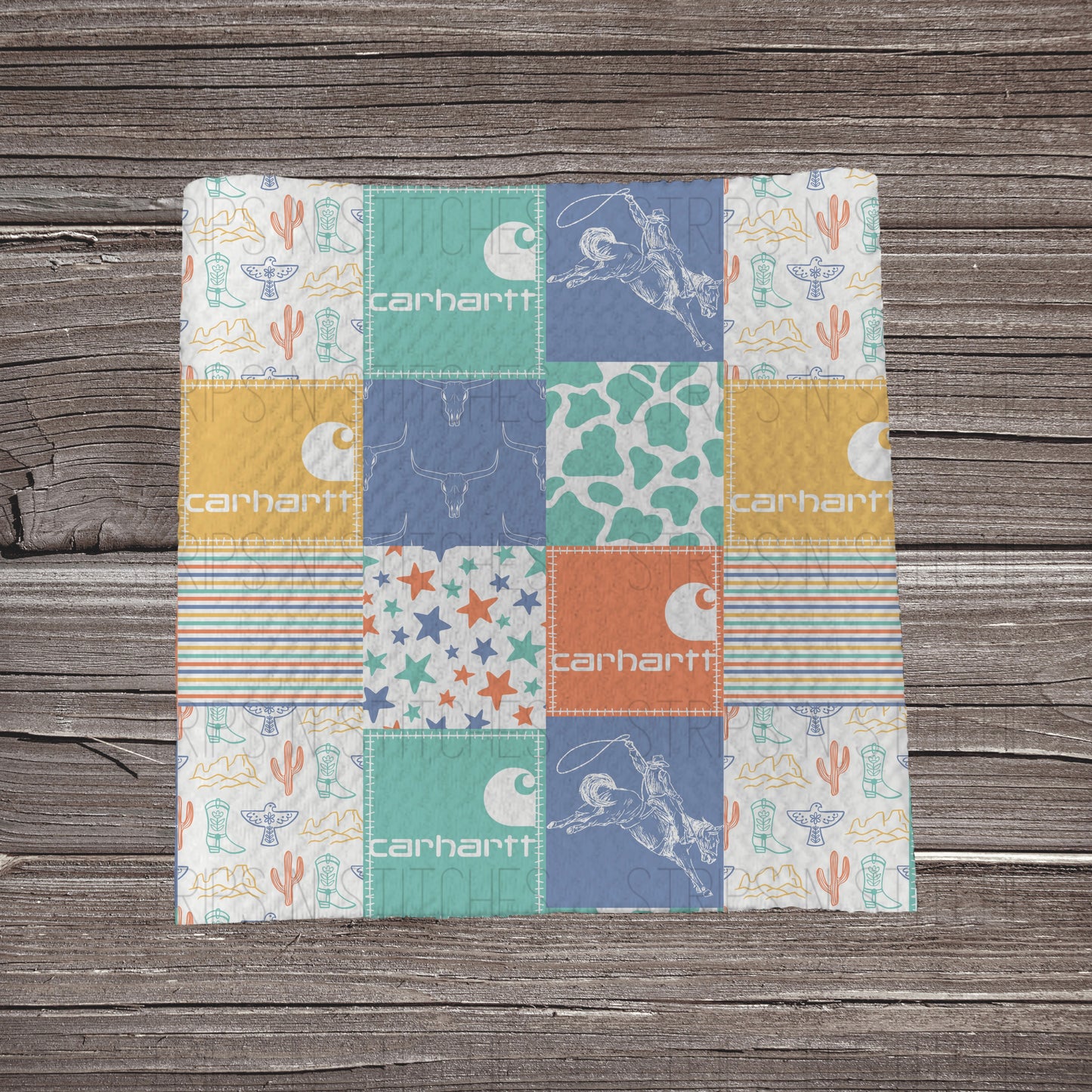 Bright Western Carhartt Patchwork | Bullet Fabric Strip | Bow Making | Scrunchie |