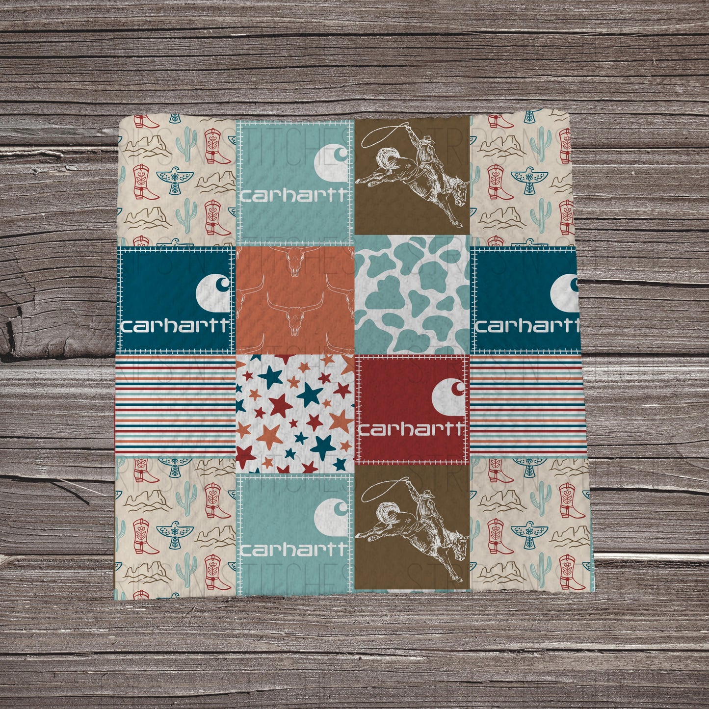 Cowboyin’ Western Carhartt Patchwork | Bullet Fabric Strip | Bow Making | Scrunchie |