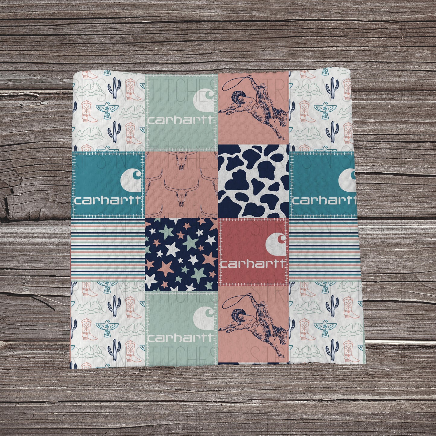 Dusty Western Skies Carhartt Patchwork | Bullet Fabric Strip | Bow Making | Scrunchie |