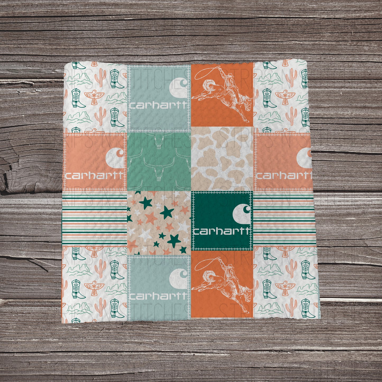 Muted Cactus Carhartt Patchwork | Bullet Fabric Strip | Bow Making | Scrunchie |