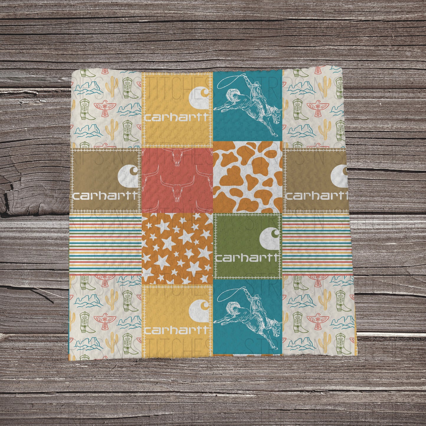 Muted Canyon Western Carhartt Patchwork | Bullet Fabric Strip | Bow Making | Scrunchie |