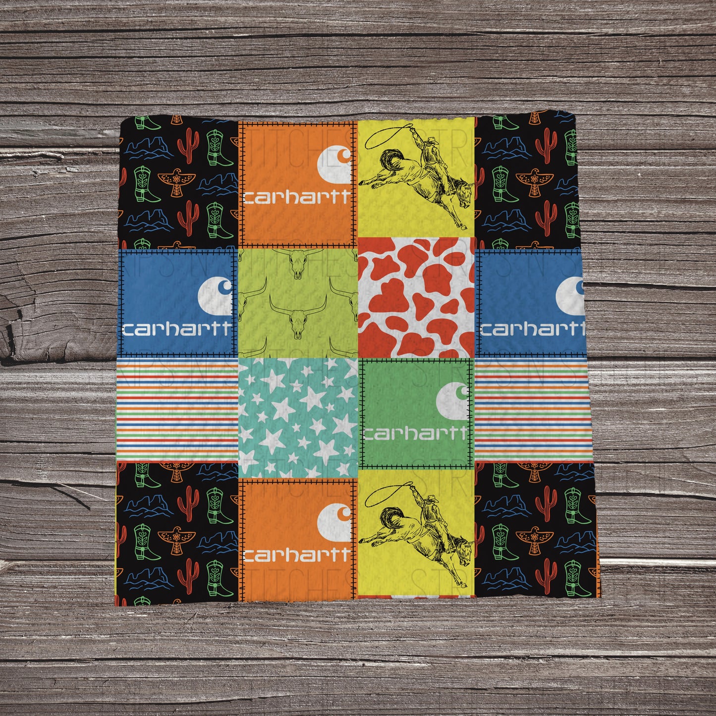 Neon Boy Western Carhartt Patchwork | Bullet Fabric Strip | Bow Making | Scrunchie |