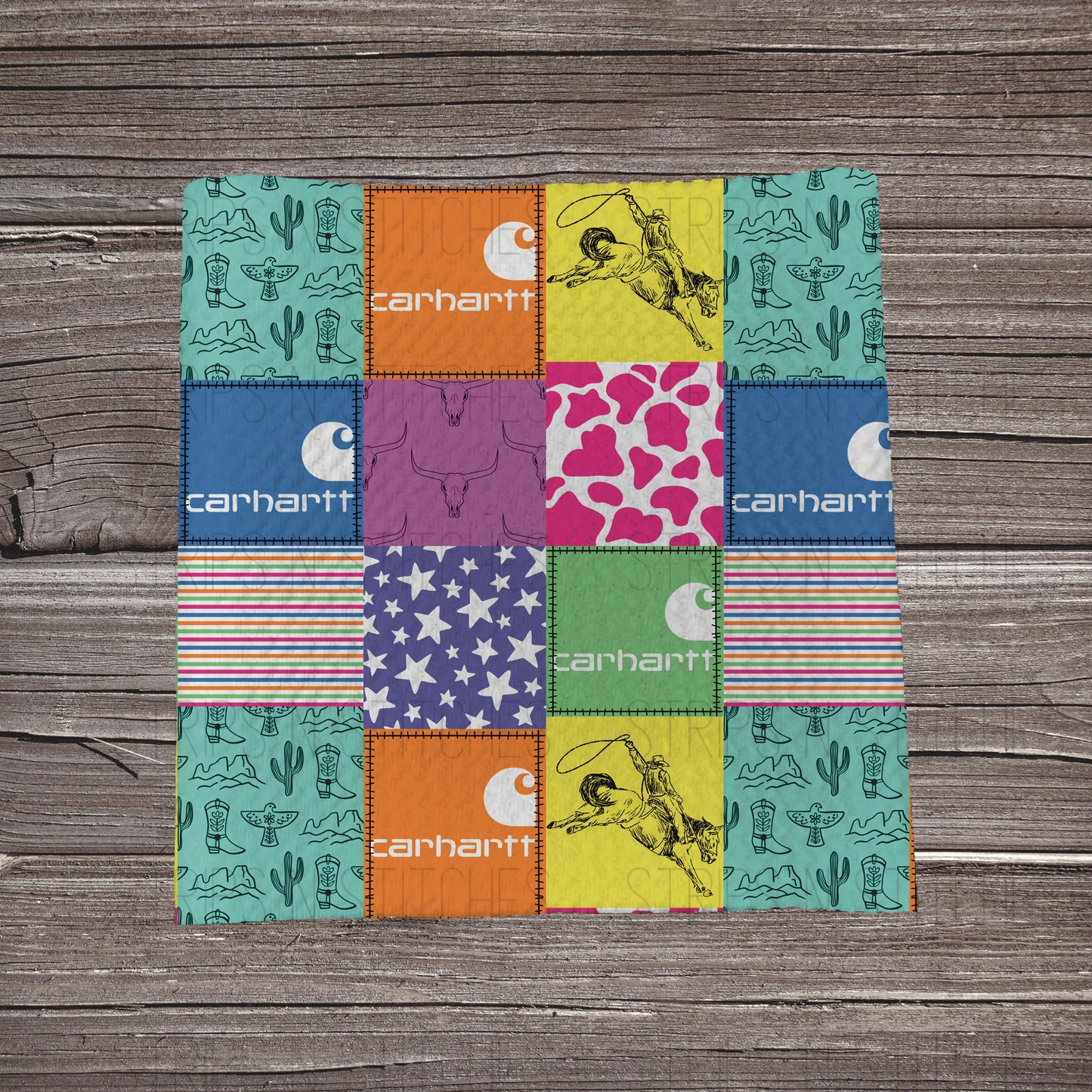 Bright Girl Western Carhartt Patchwork | Bullet Fabric Strip | Bow Making | Scrunchie |