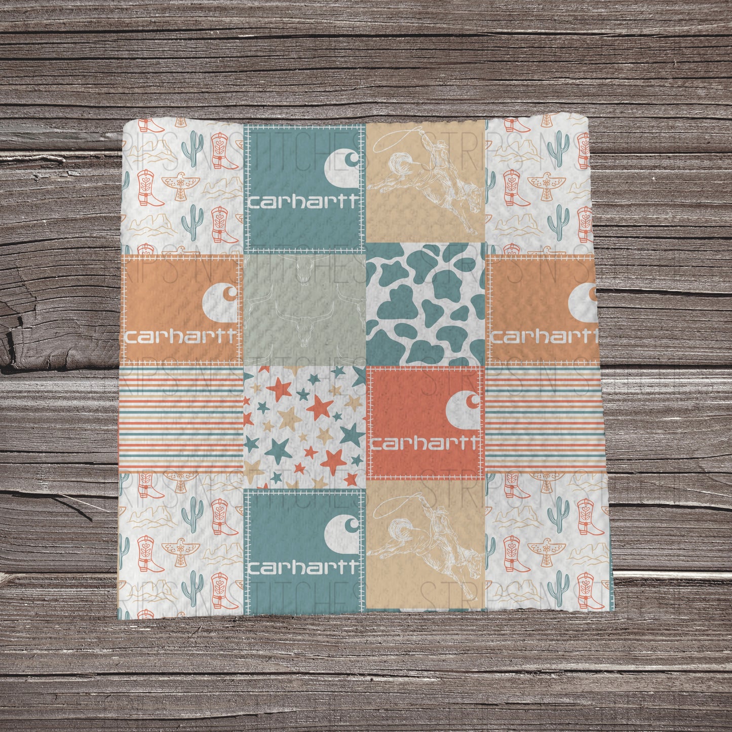 Peachy Tan Western Carhartt Patchwork | Bullet Fabric Strip | Bow Making | Scrunchie |