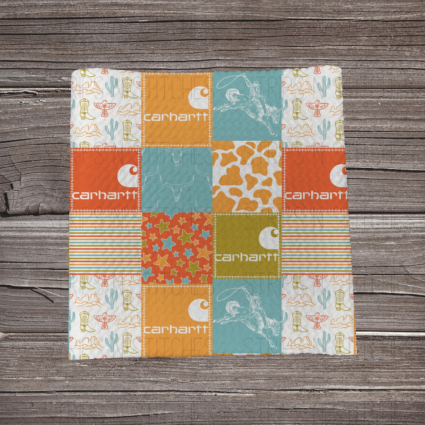 Playful Western Carhartt Patchwork | Bullet Fabric Strip | Bow Making | Scrunchie |