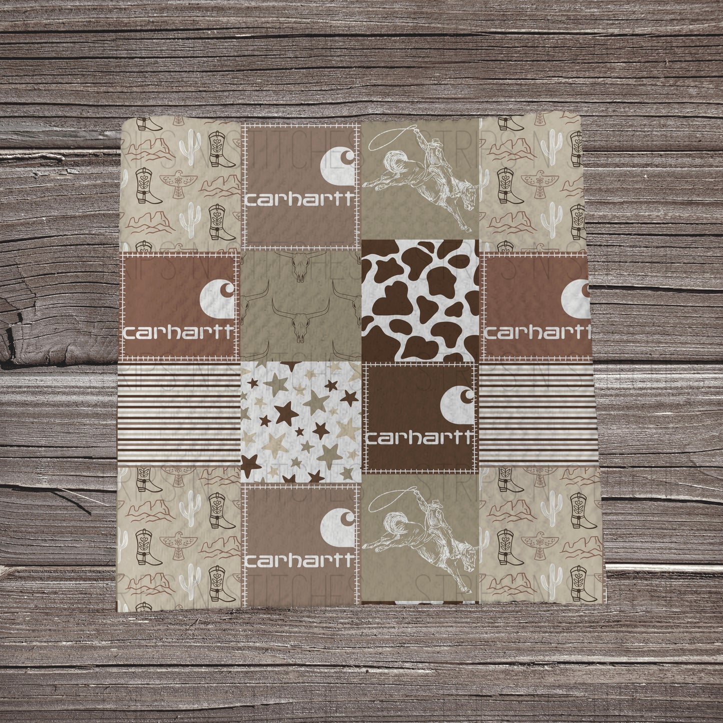 Sad Beige Western Carhartt Patchwork | Bullet Fabric Strip | Bow Making | Scrunchie |