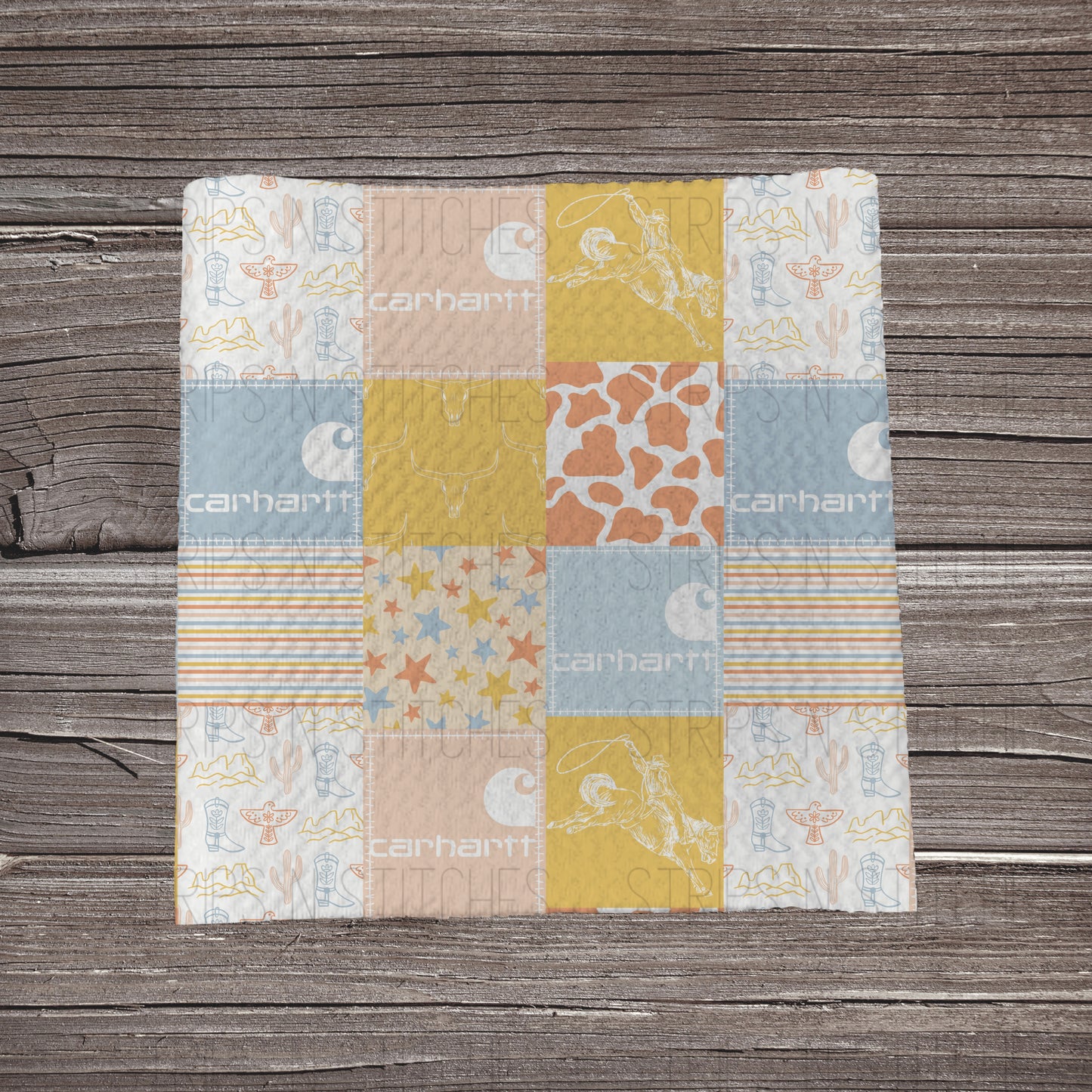 Sunny Side Western Carhartt Patchwork | Bullet Fabric Strip | Bow Making | Scrunchie |