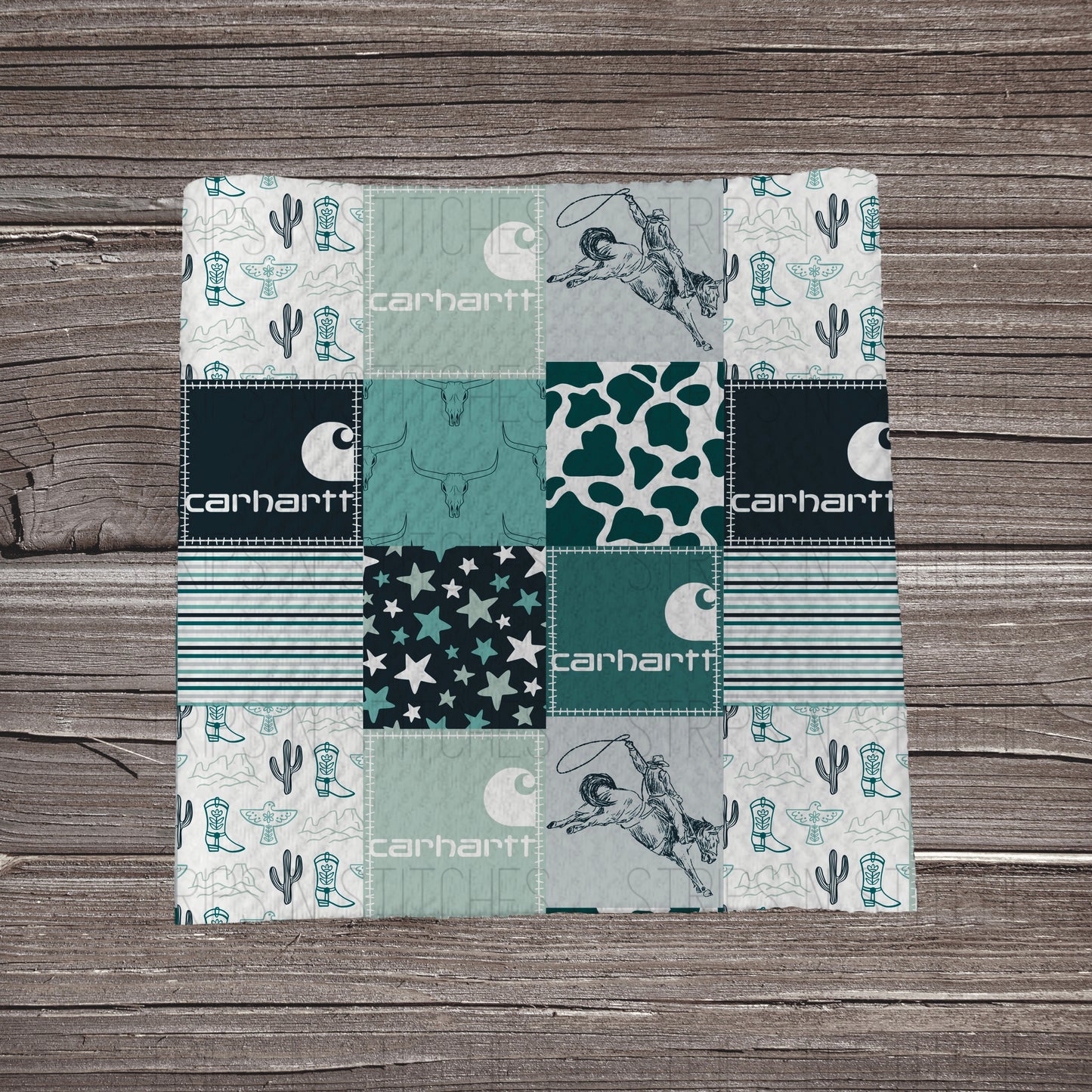 Teals Western Carhartt Patchwork | Bullet Fabric Strip | Bow Making | Scrunchie |