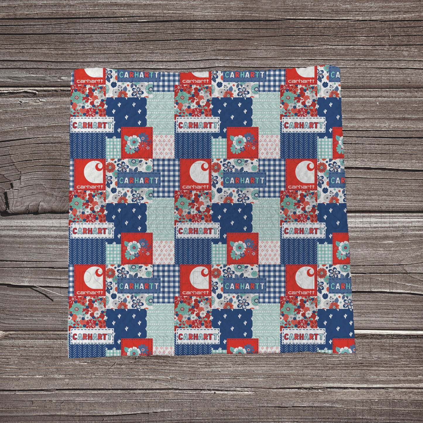 Red, White & Blue Carhartt Patchwork | Fabric Strip- Bow Making- Headwrap- Scrunchies
