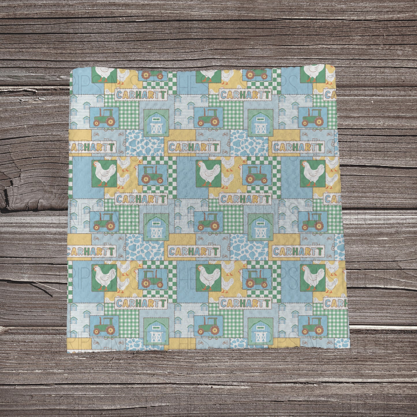 Blue Barnyard Carhartt Patchwork | Fabric Strip- Bow Making- Headwrap- Scrunchies