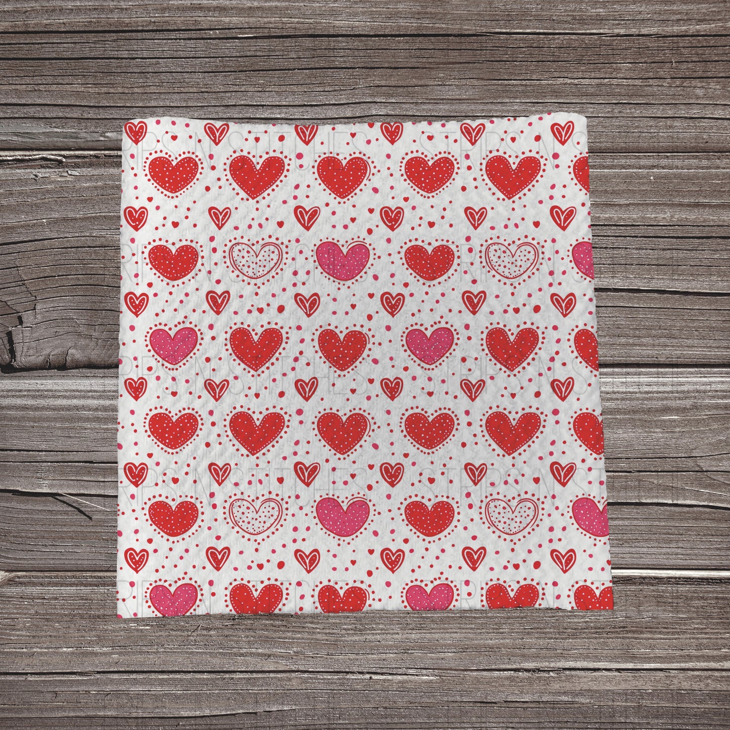 Red Hearts & Dots | Fabric Strip- Bow Making- Headwrap