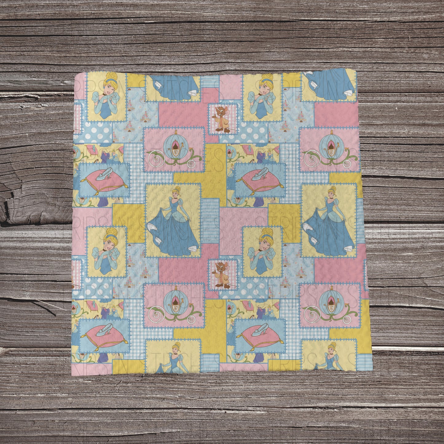 Blue Princess Patchwork | Fabric Strip- Bow Making- Headwrap