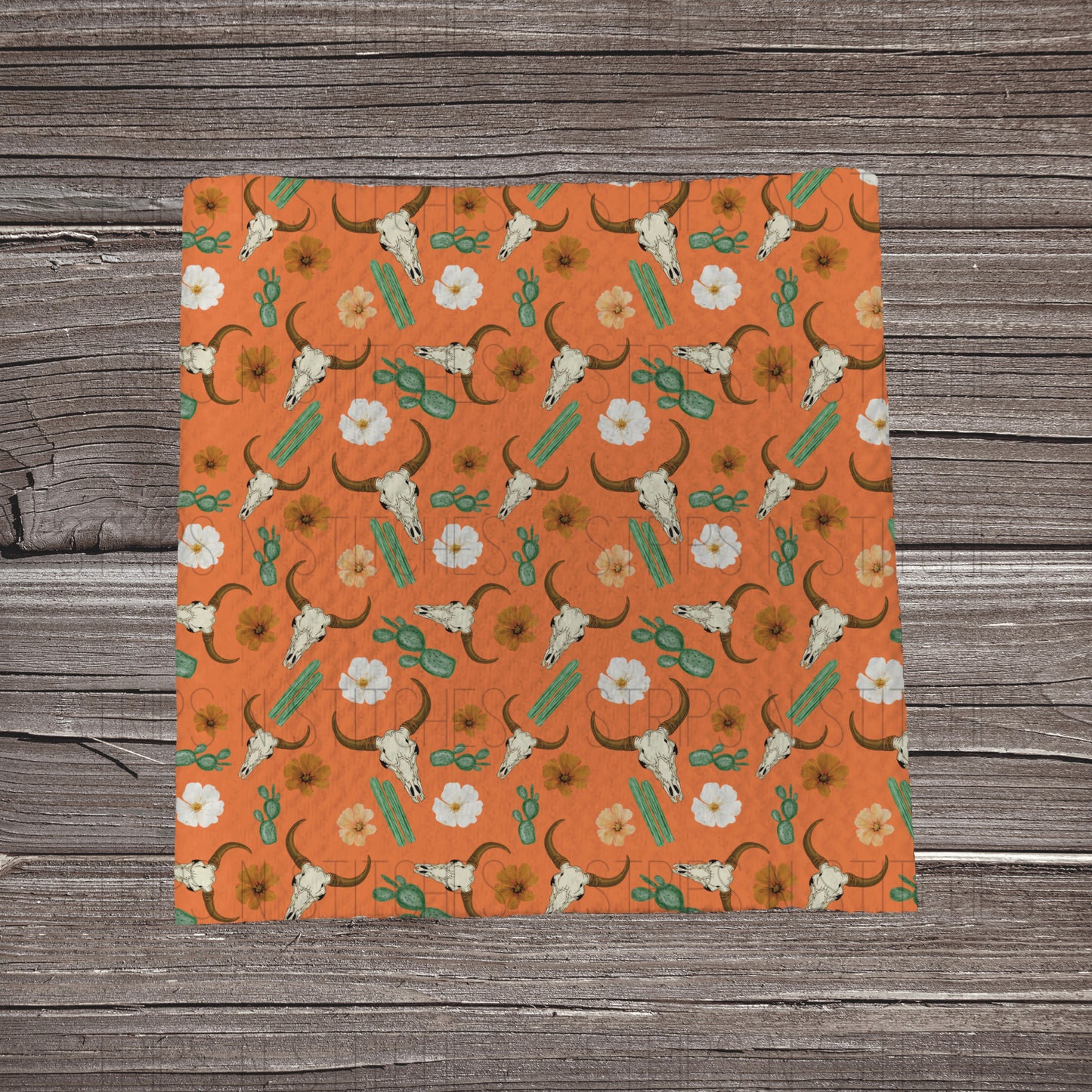 Cactus & Skulls Orange | Bullet Fabric Strip | Bow Making | Scrunchie |