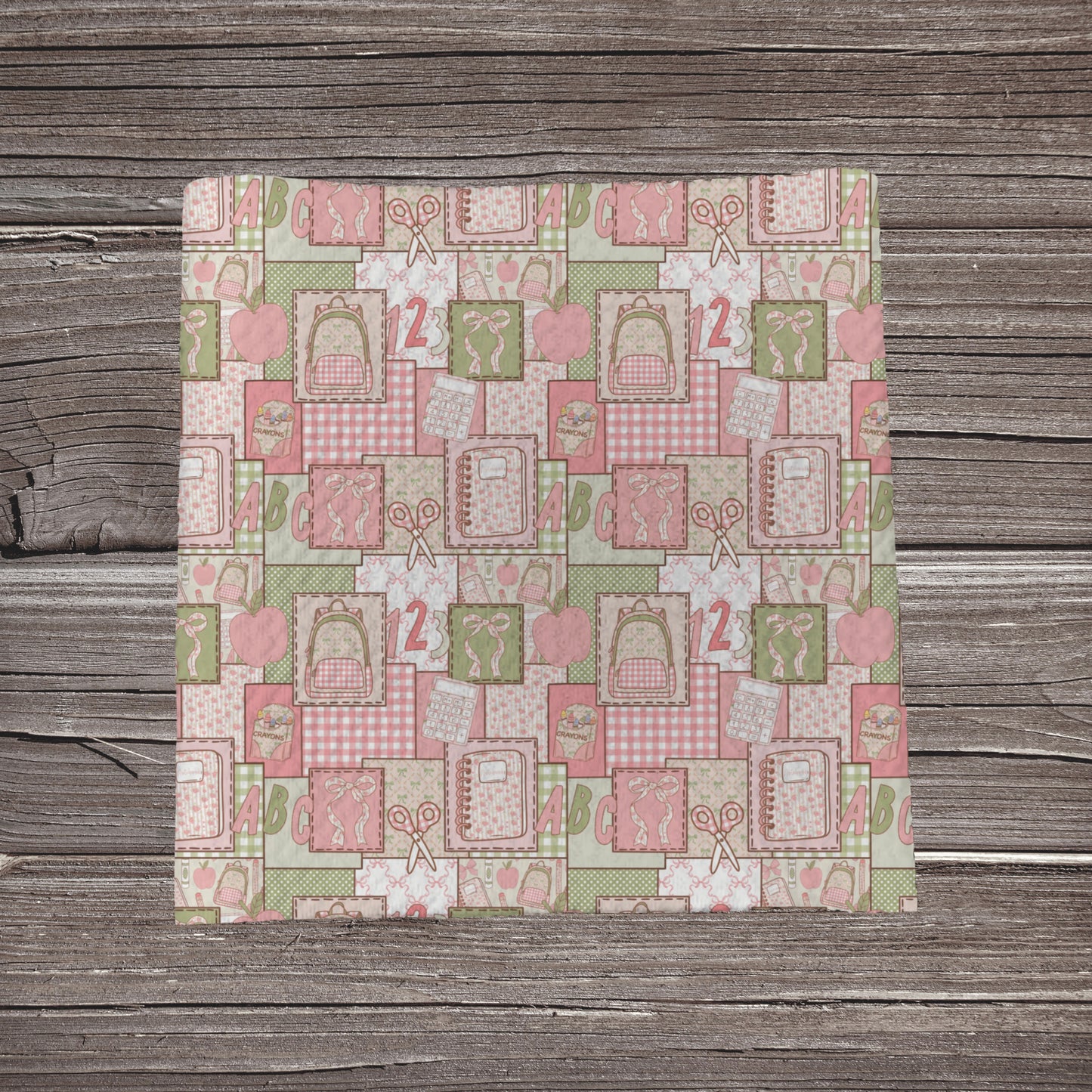 Pink Coquette School Supplies Patchwork | Fabric Strip | Bow Making- Headwrap- Scrunchies
