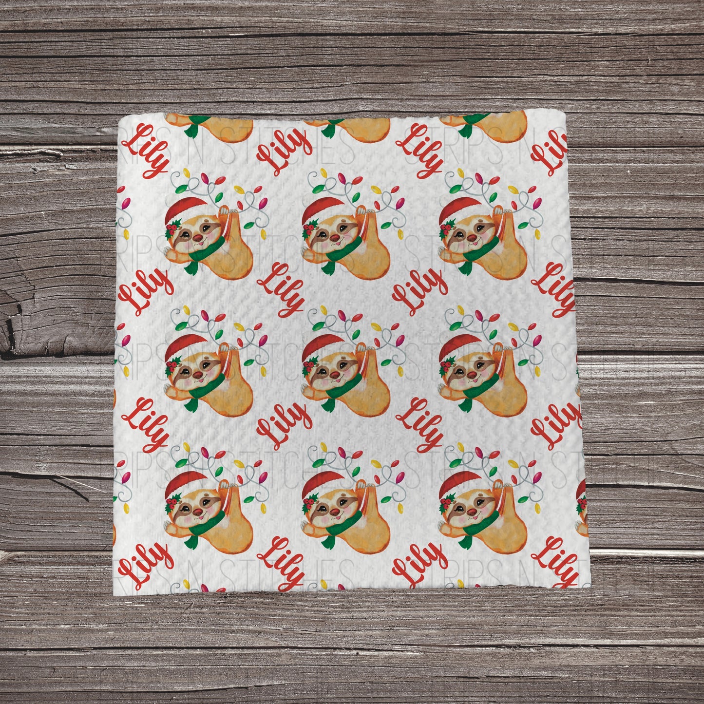 Christmas Sloths - CUSTOM NAME *EXCLUSIVE* | Fabric Strip | Bow Making | Scrunchie | Headwraps