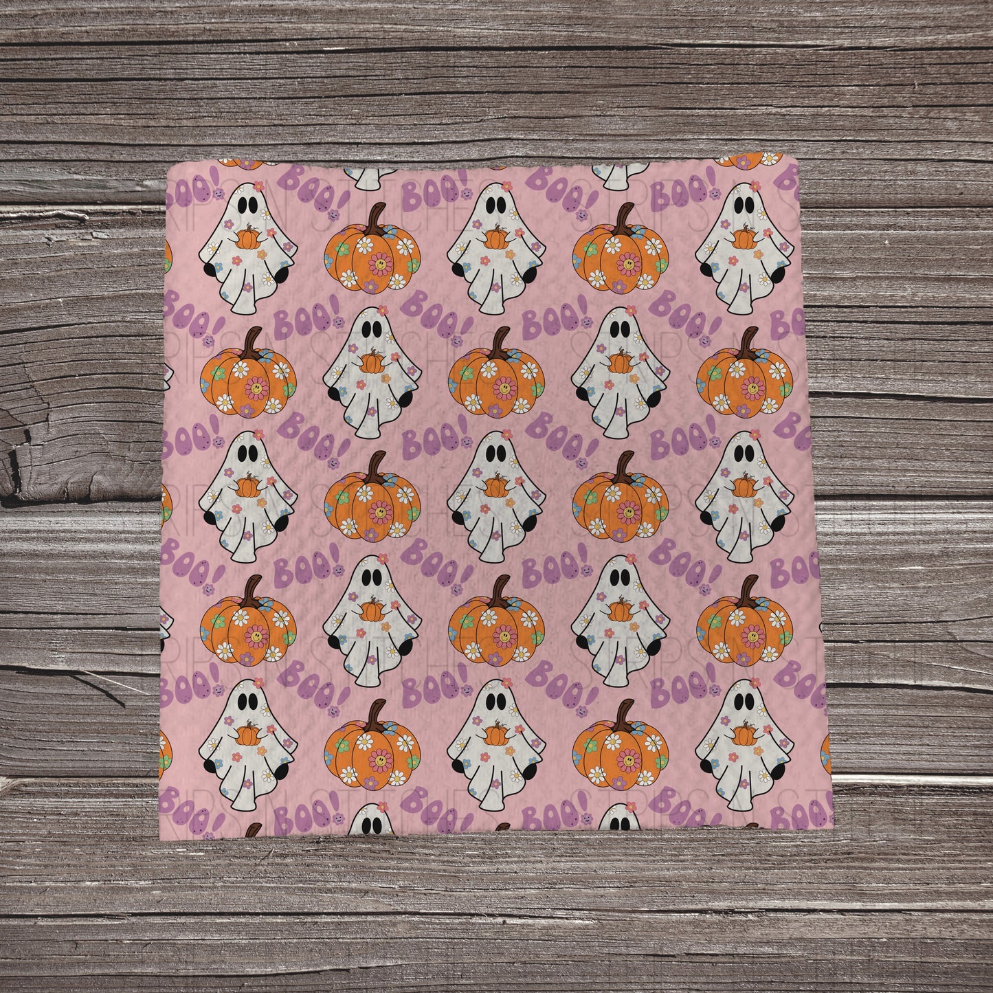Floral Pumpkins & Ghosts- Pink EXCLUSIVE | Fabric Strip | Bow Making- Headwrap- Scrunchies