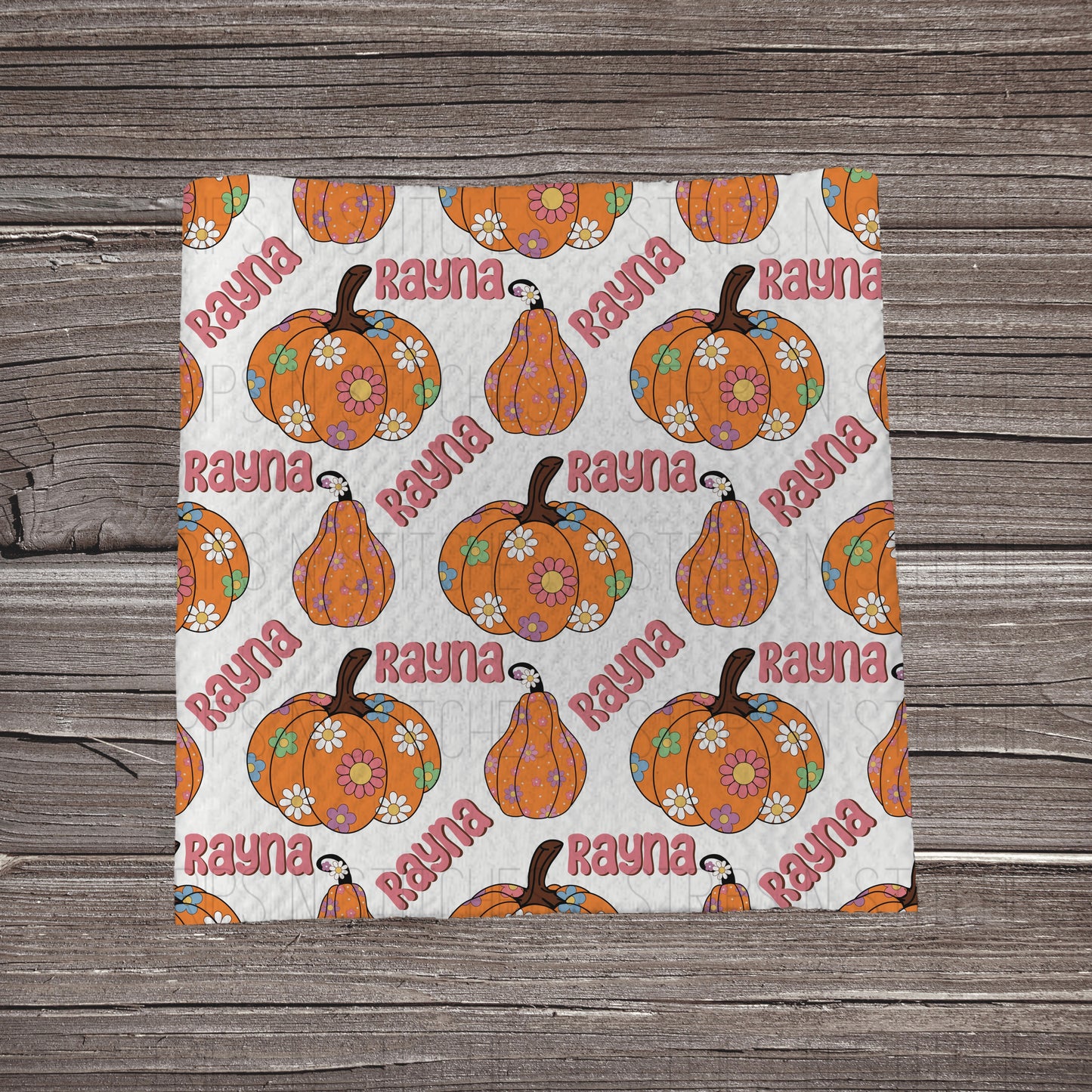 Pumpkins & Flowers - CUSTOM NAME *EXCLUSIVE* | Fabric Strip | Bow Making | Scrunchie | Headwraps