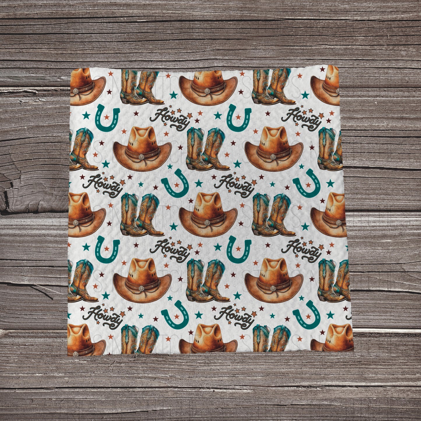 Howdy Scatter Cowboy Teal - EXCLUSIVE | Fabric Strip | Bow Making | Scrunchie | Headwraps