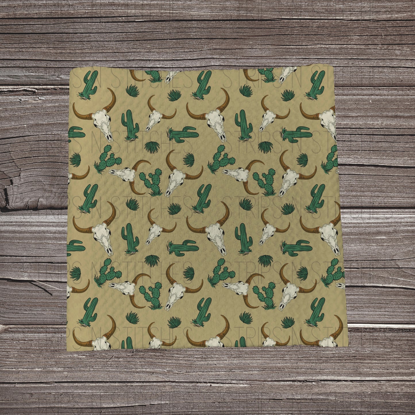 Skulls & Cactus- Green | Bullet Fabric Strip | Bow Making | Scrunchie |