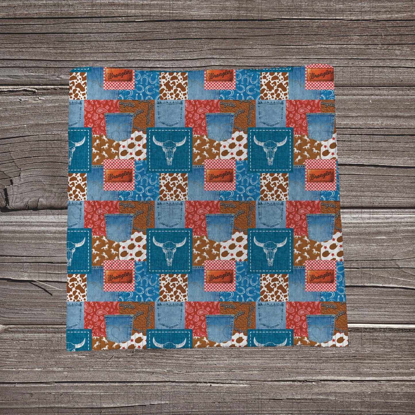 Wrangler & Skulls Denim Patchwork | Bow Making | Headwrap | Scrunchies