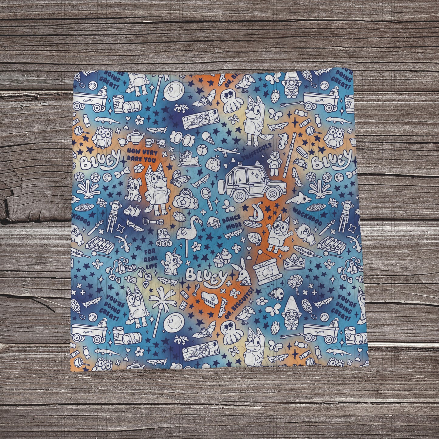 Classic Blue & Orange Bluey Scatter | Bow Making | Headwrap | Scrunchies