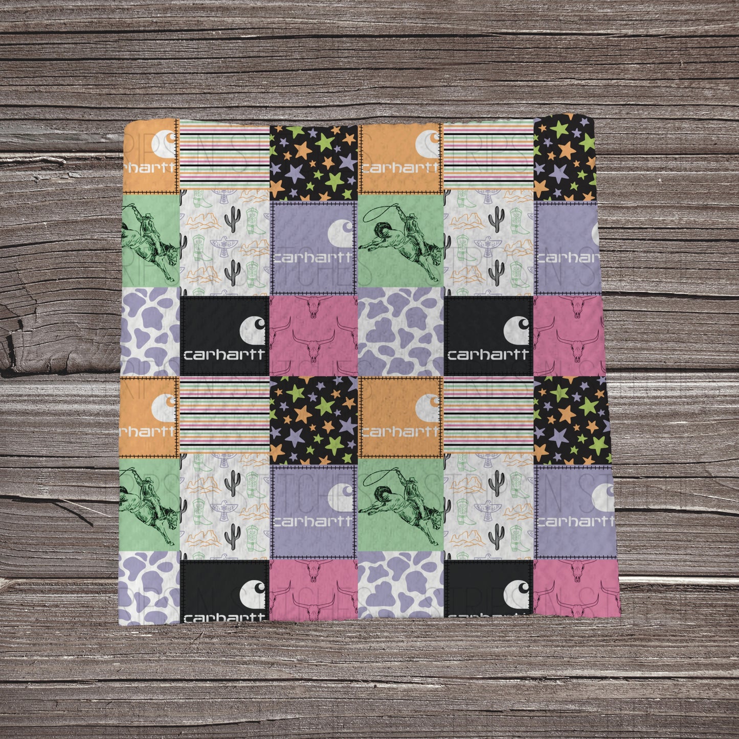 Pastel Western Carhartt Patchwork | Fabric Strip | Bow Making | Headwrap | Scrunchies