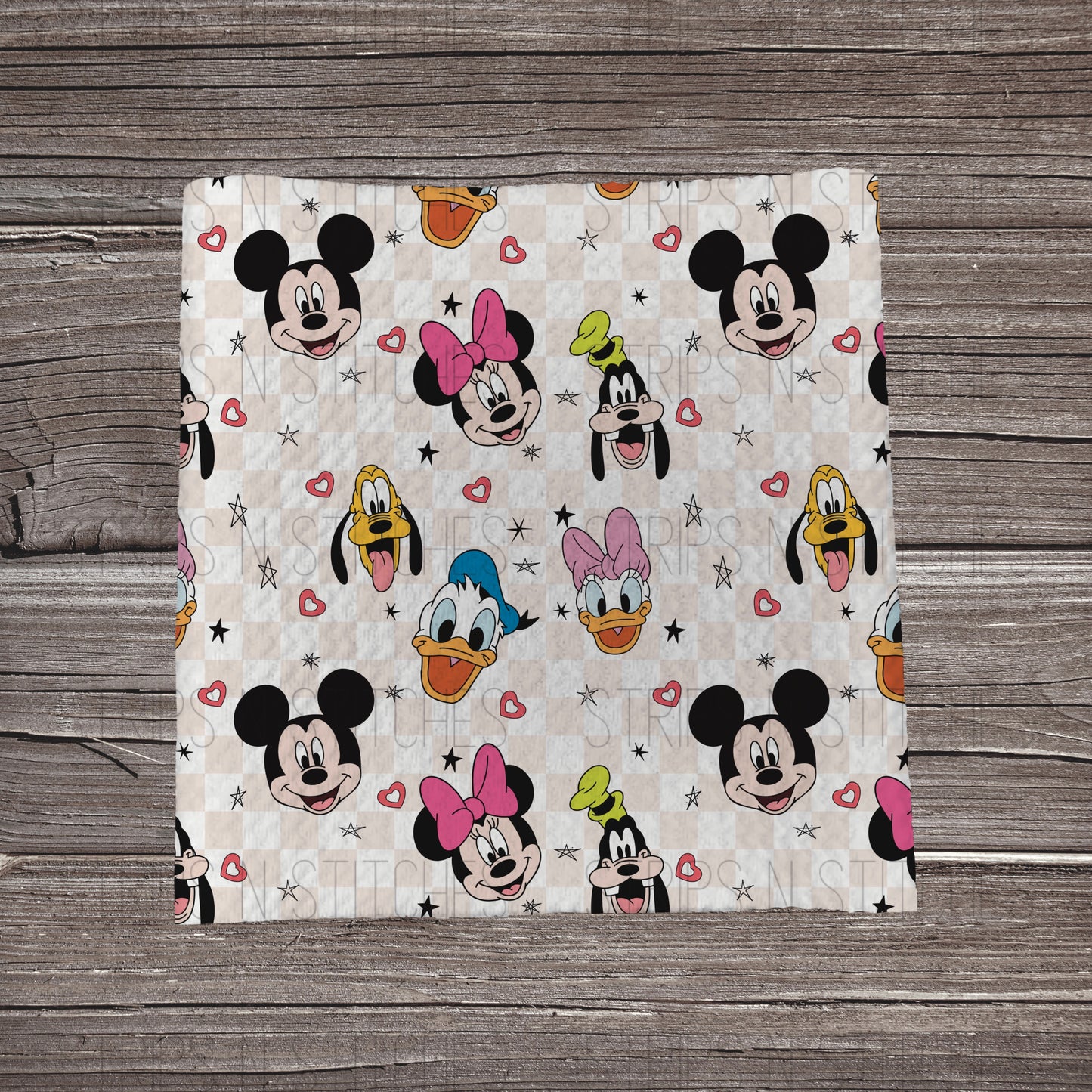 Pink Checkered Mouse Friends | Bullet Fabric Strip | Bow Making | Scrunchie |