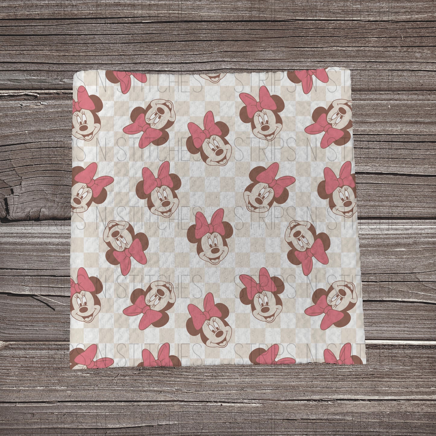 Muted Checkered Minnie | Bullet Fabric Strip | Bow Making | Scrunchie |