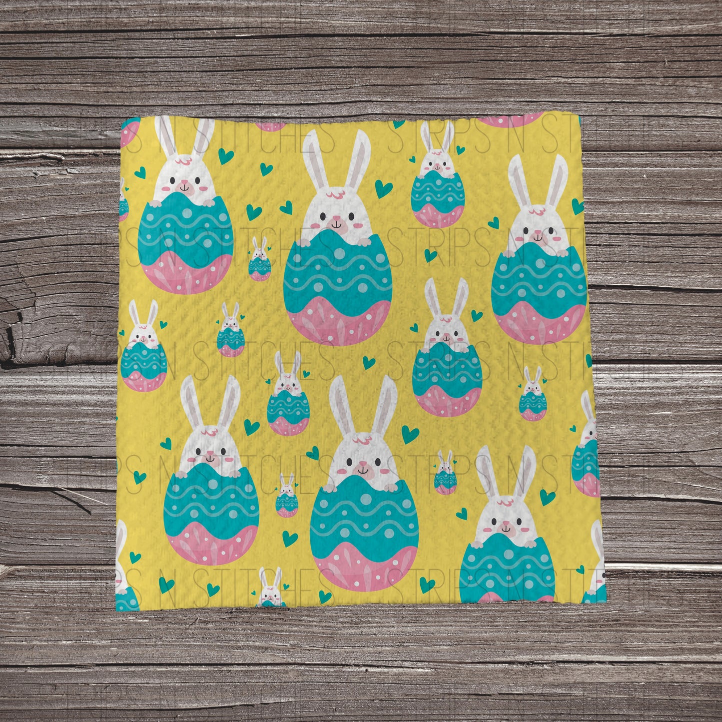 Scatter Easter Bunnies & Eggs Yellow | Bow Making | Headwrap | Scrunchies