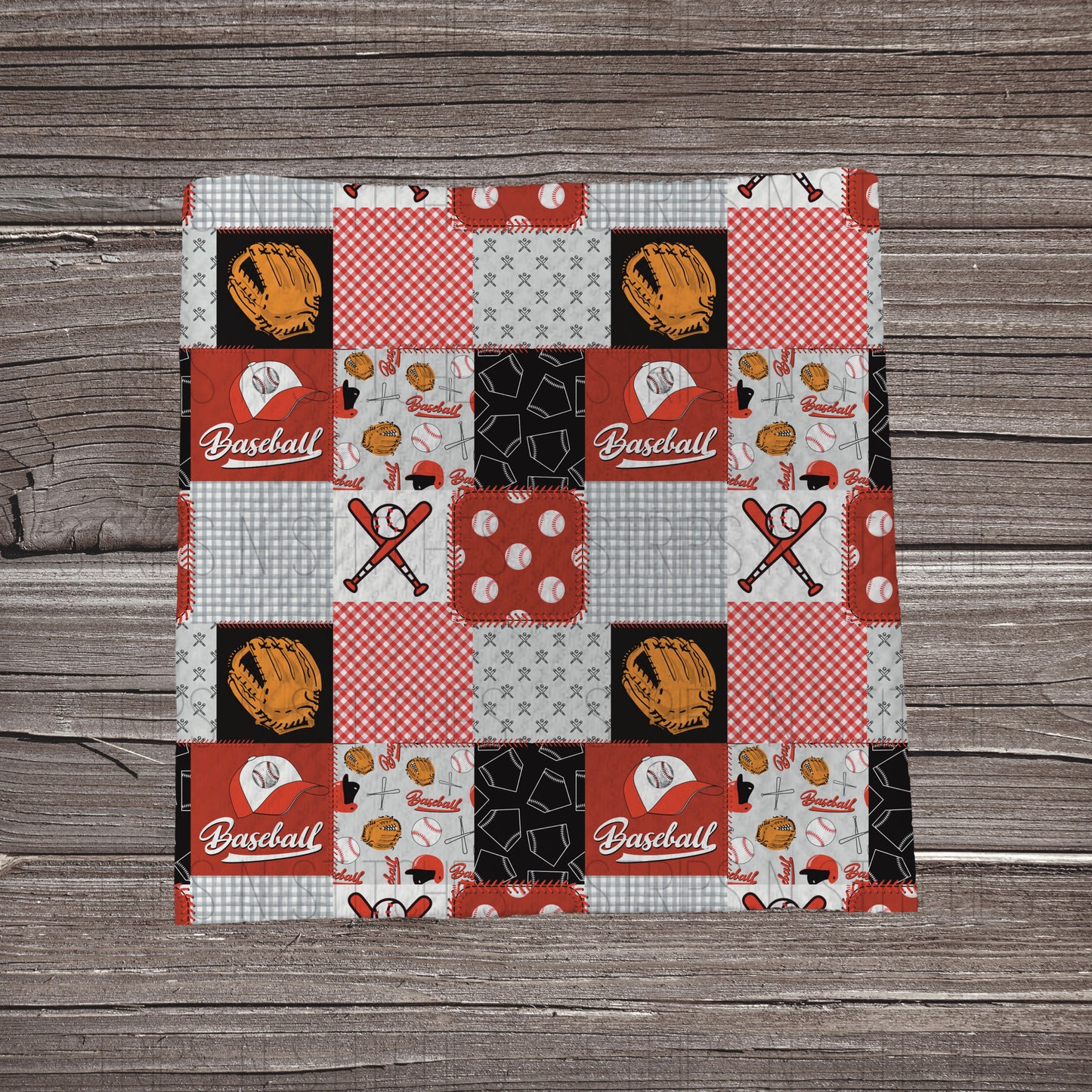 Red Baseball Patchwork | Bow Making | Headwrap | Scrunchies