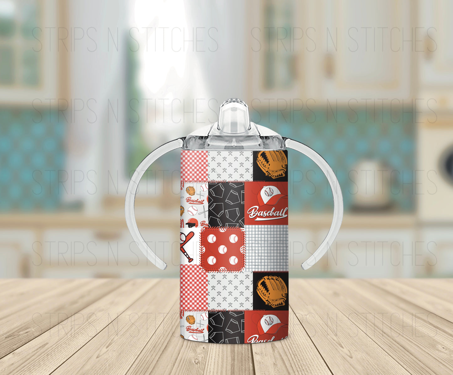Baseball Patchwork | Grow with Me Tumbler- 12oz- Two Lids