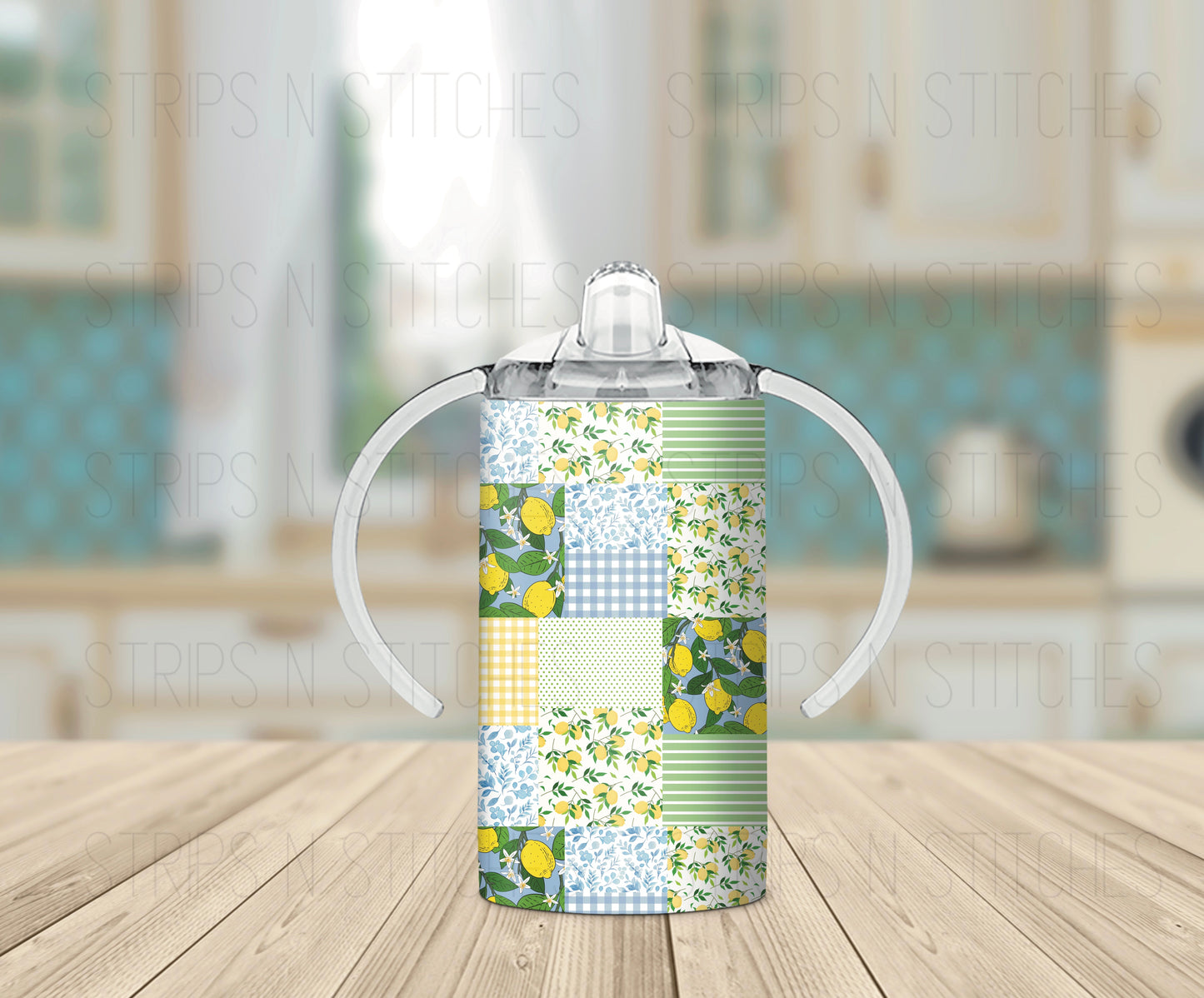 Floral Lemon Patchwork | Grow with Me Tumbler- 12oz- Two Lids