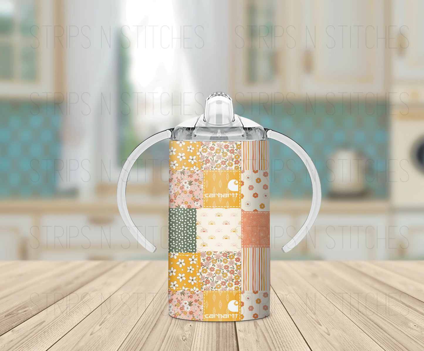 Boho Carhartt Patchwork | Grow with Me Tumbler- 12oz- Two Lids
