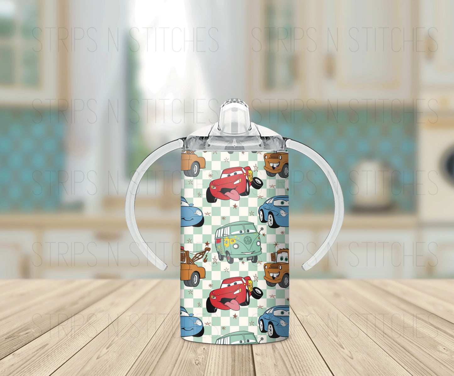 Checkered Cars- Grow with Me Tumbler- 12oz- Two Lids