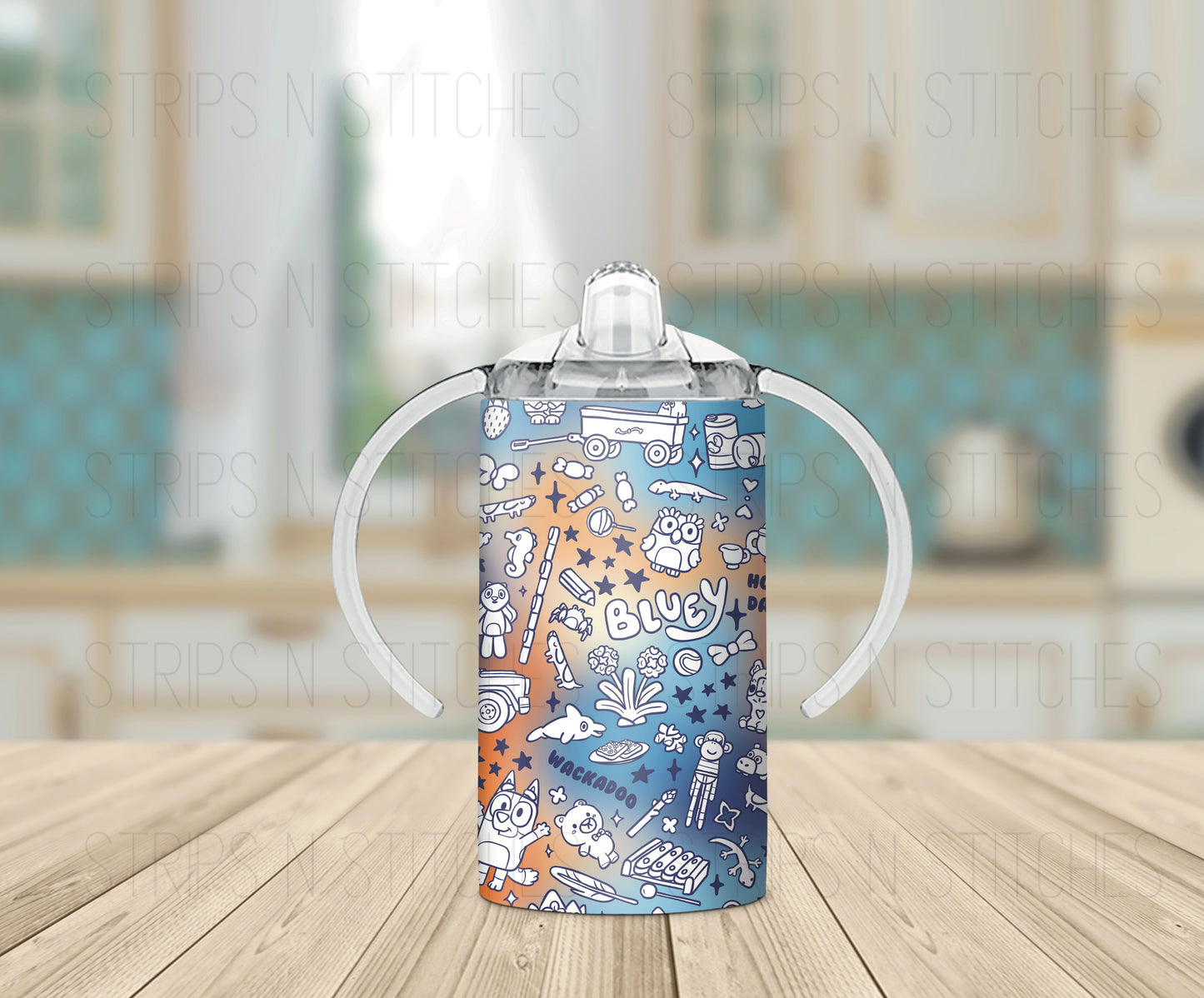 Blue & Orange Bluey - Grow with Me Tumbler- 12oz- Two Lids