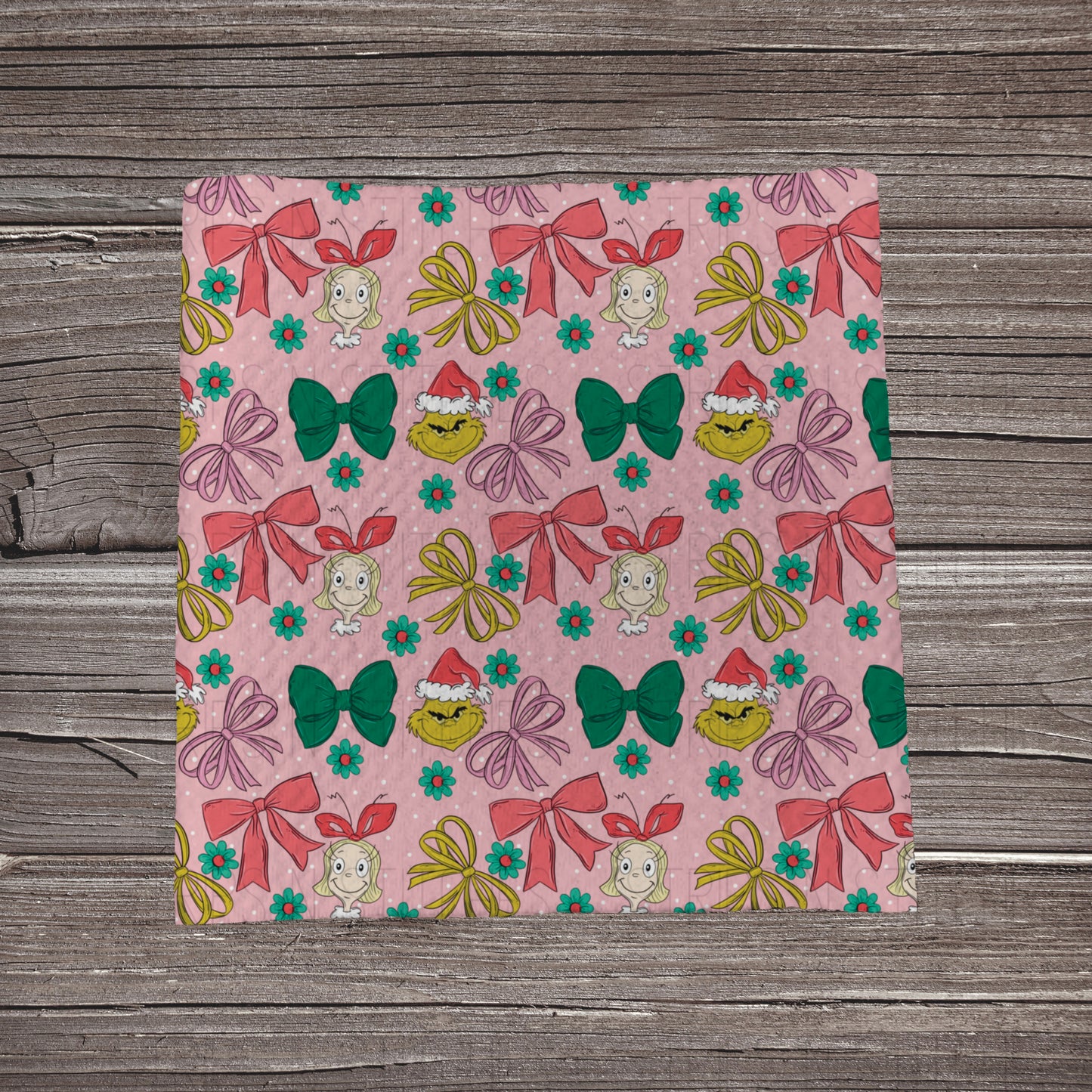 Grinch & Bows Scatter- Pink | Fabric Strip | Bow Making | Headwrap | Scrunchies